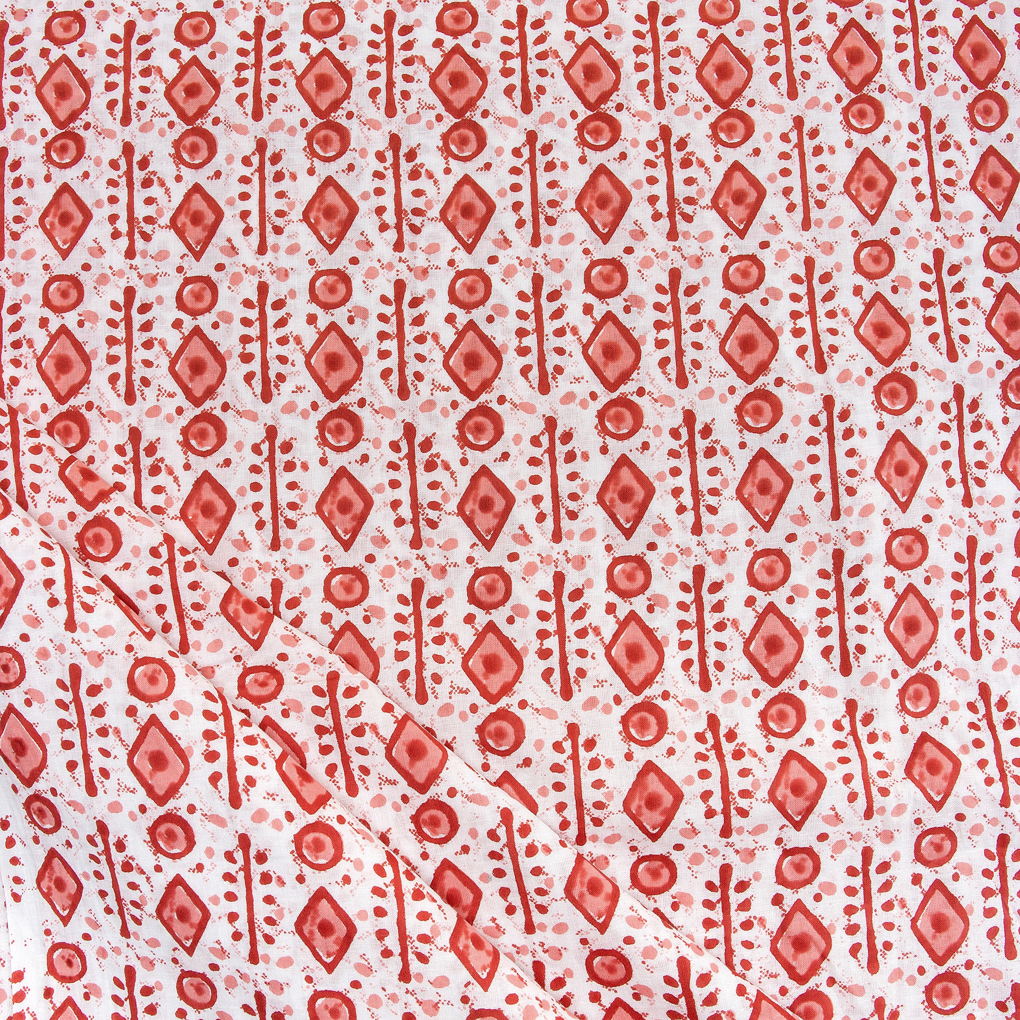 Geometry Pink Hand Block Pure Cotton Fabric