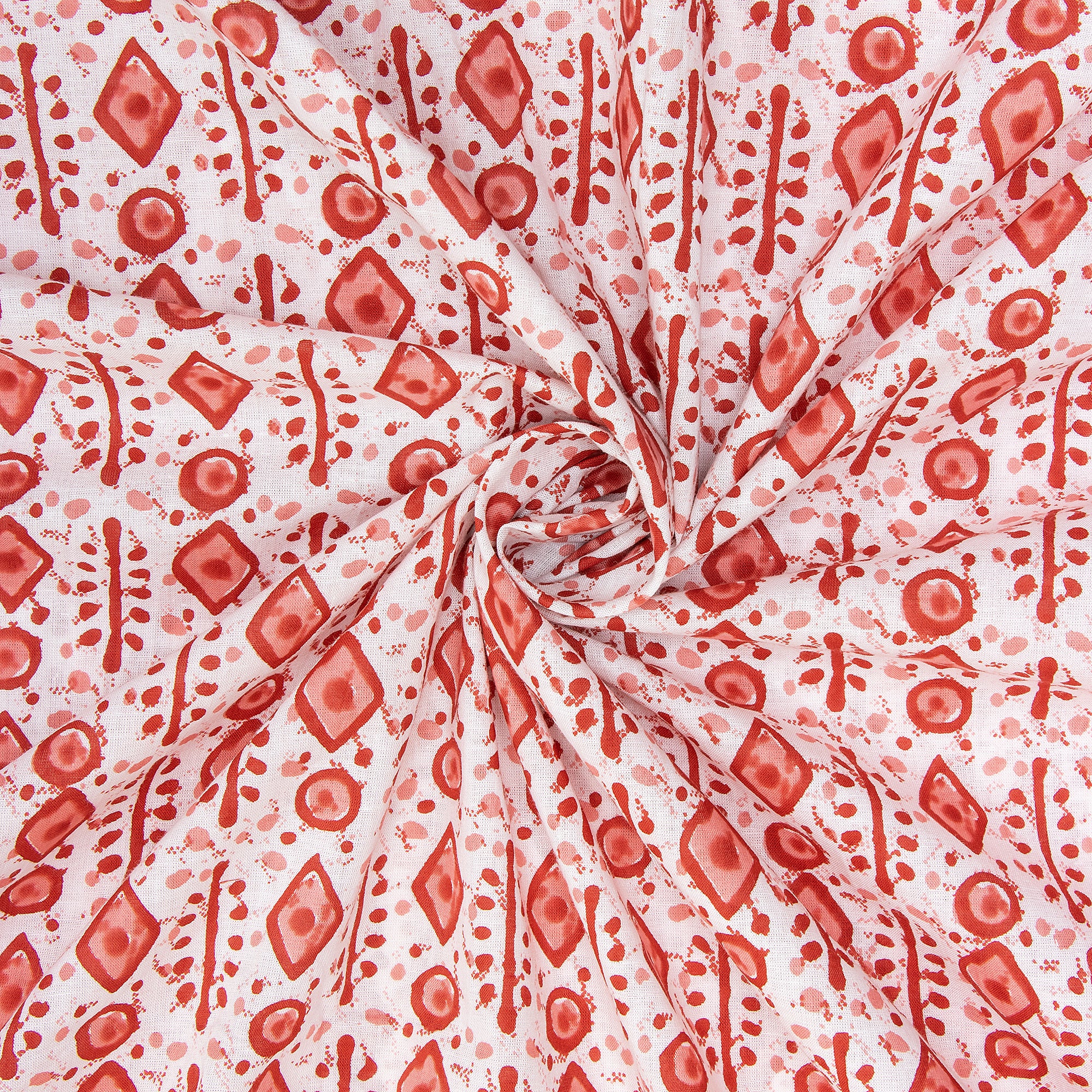 Geometry Pink Hand Block Pure Cotton Fabric