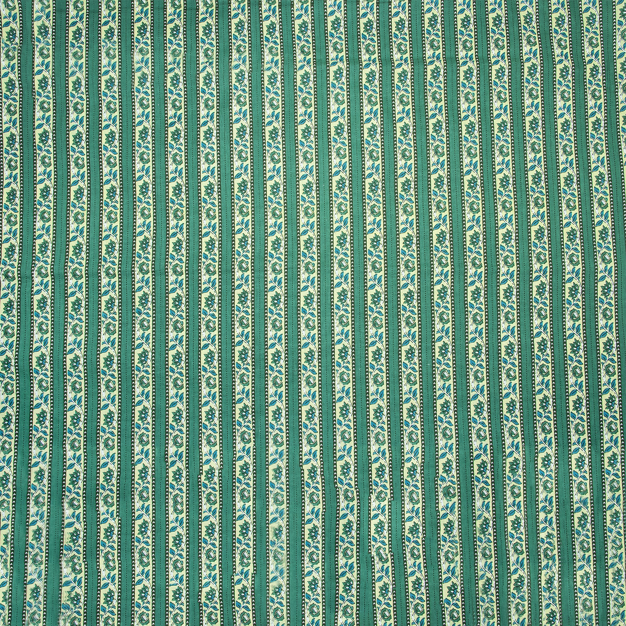 Green Pasapali Hand Block Printed Cotton Fabric