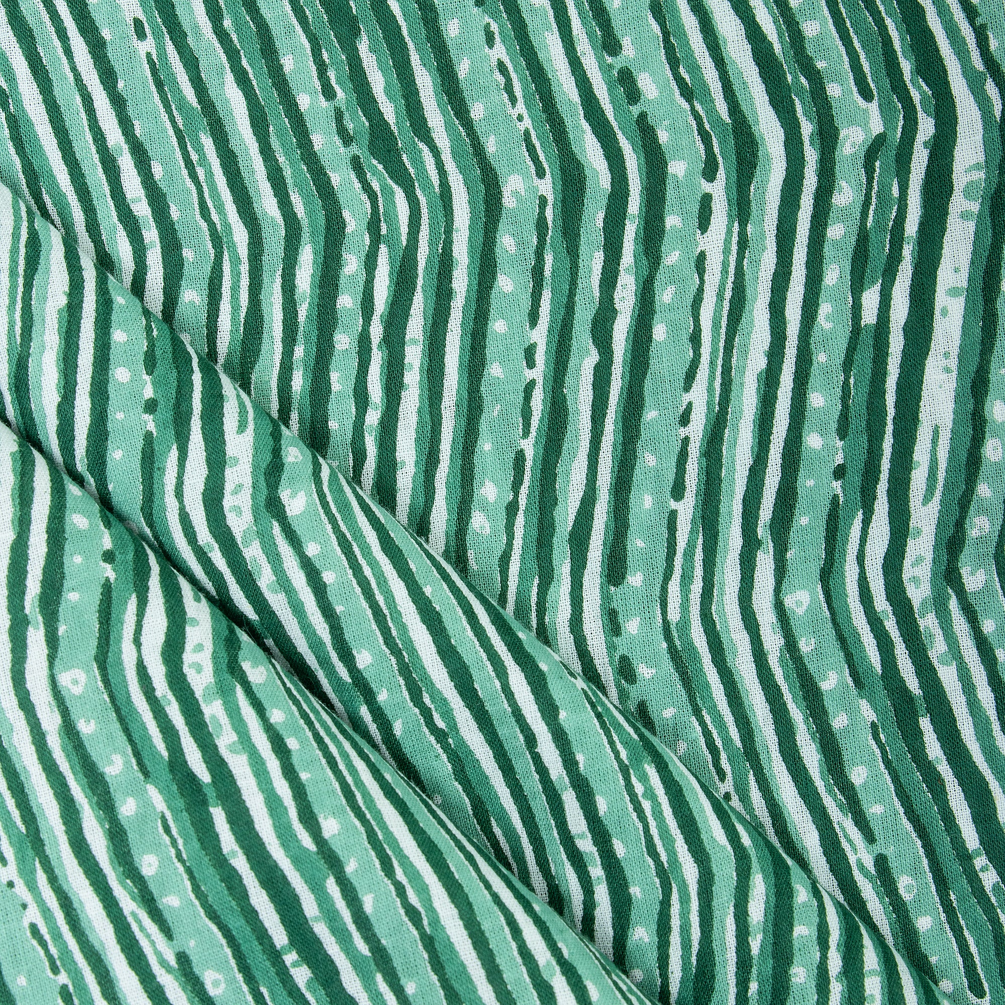 Hand Block Green Soft Pure Cotton Fabric