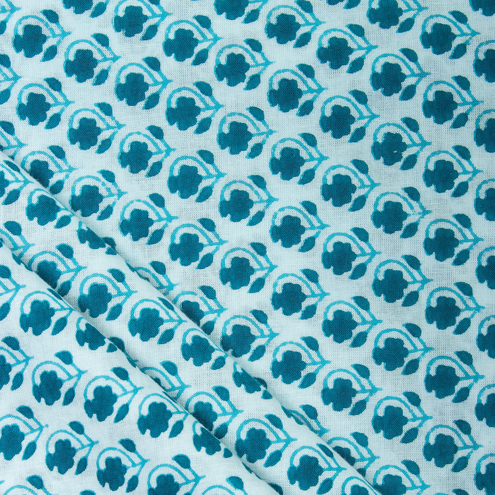 Soft Cotton Hand Block Floral Print Silk Fabric