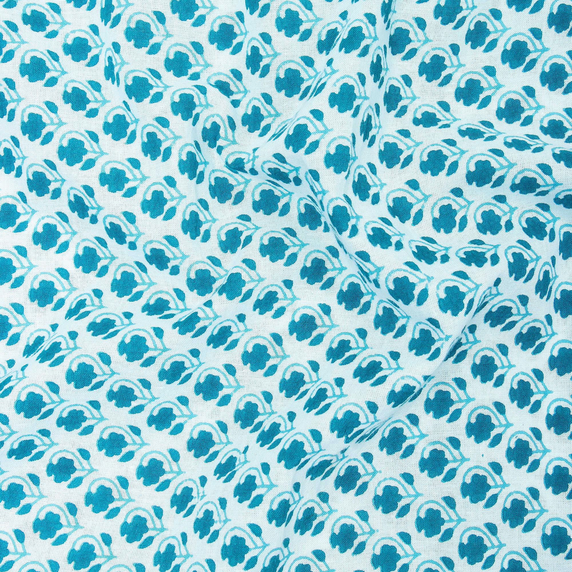 Soft Cotton Hand Block Floral Print Silk Fabric