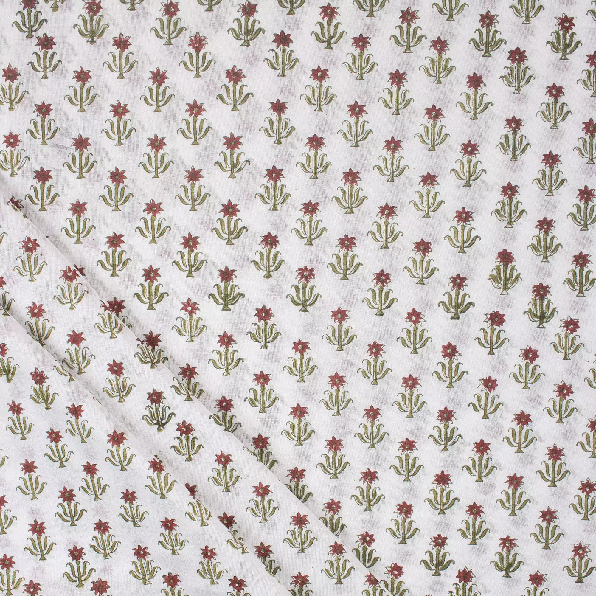 Indian Floral Handmade Printed Pure Cotton Fabric