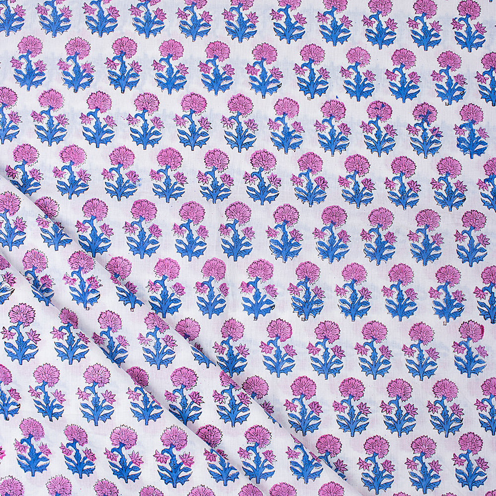 Pink Floral Design Jaipur Cotton Fabric