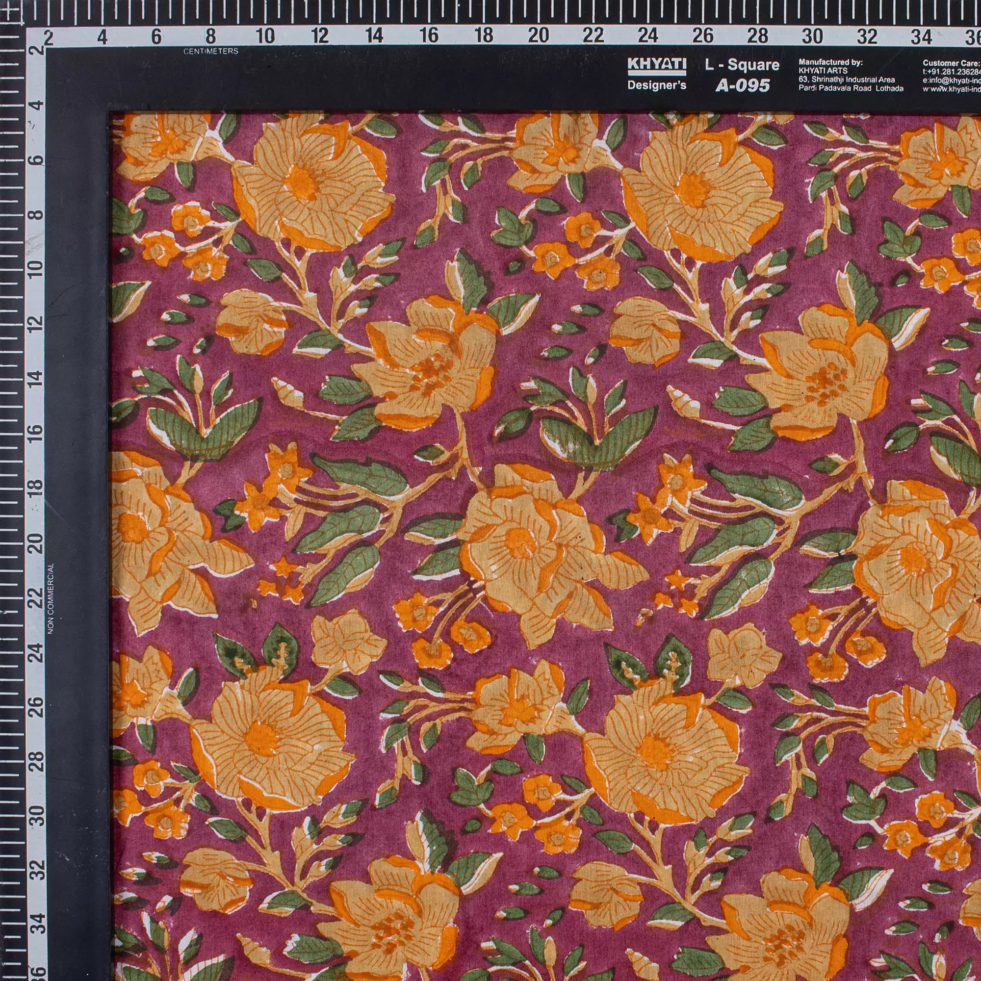 Red Floral Hand Block Printed Indian Fabric