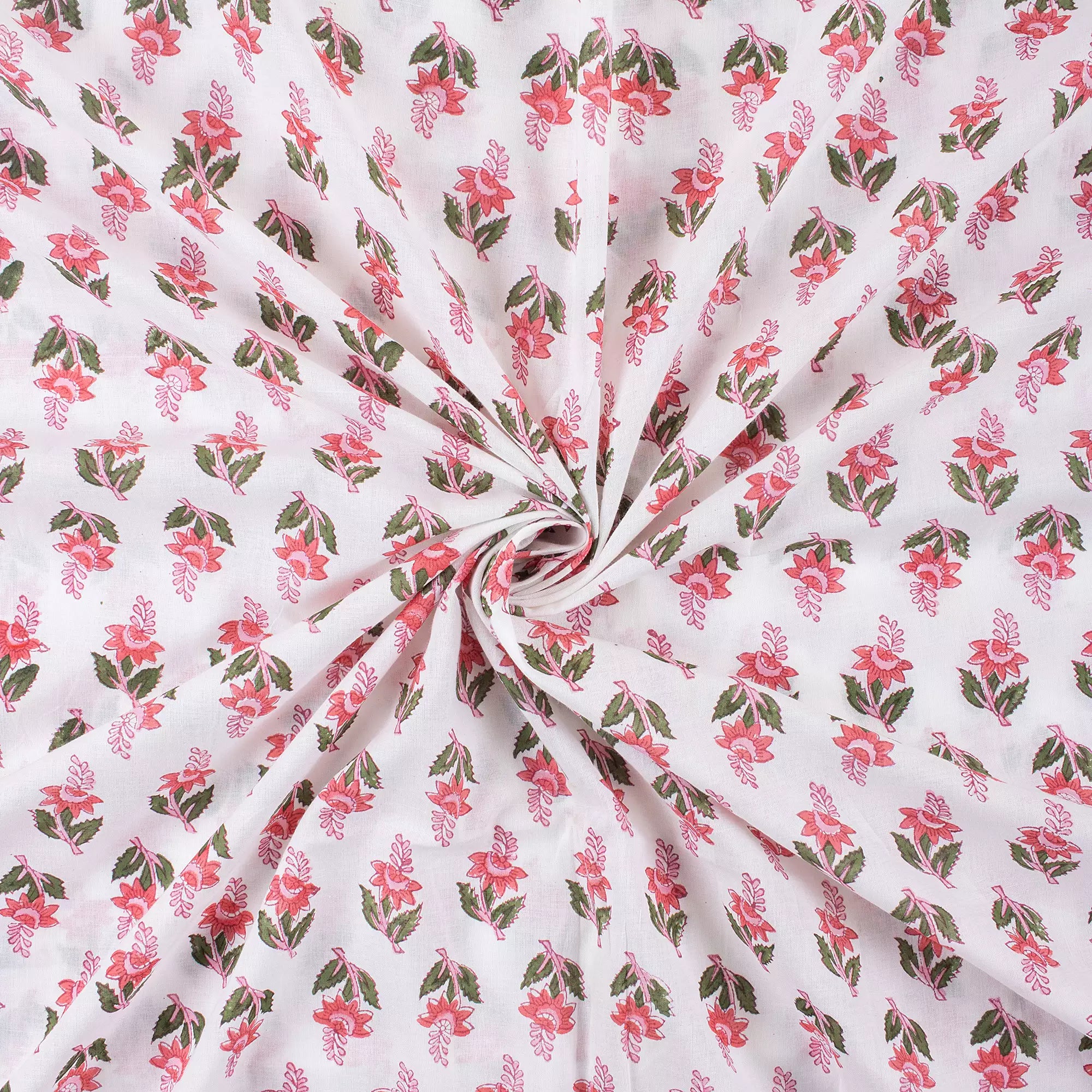 Pink Floral Handmade Cotton Fabric