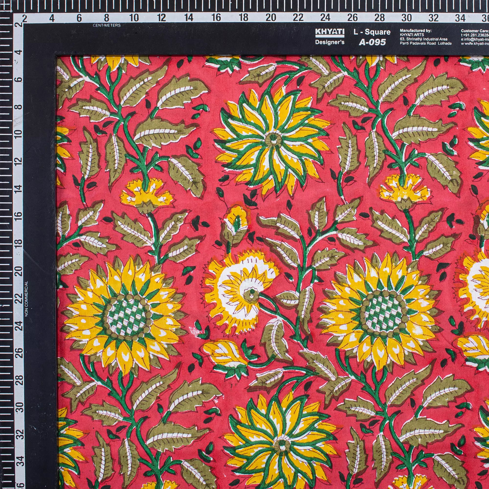 Sunflower Hand Block Printed Fabric for Dress in India