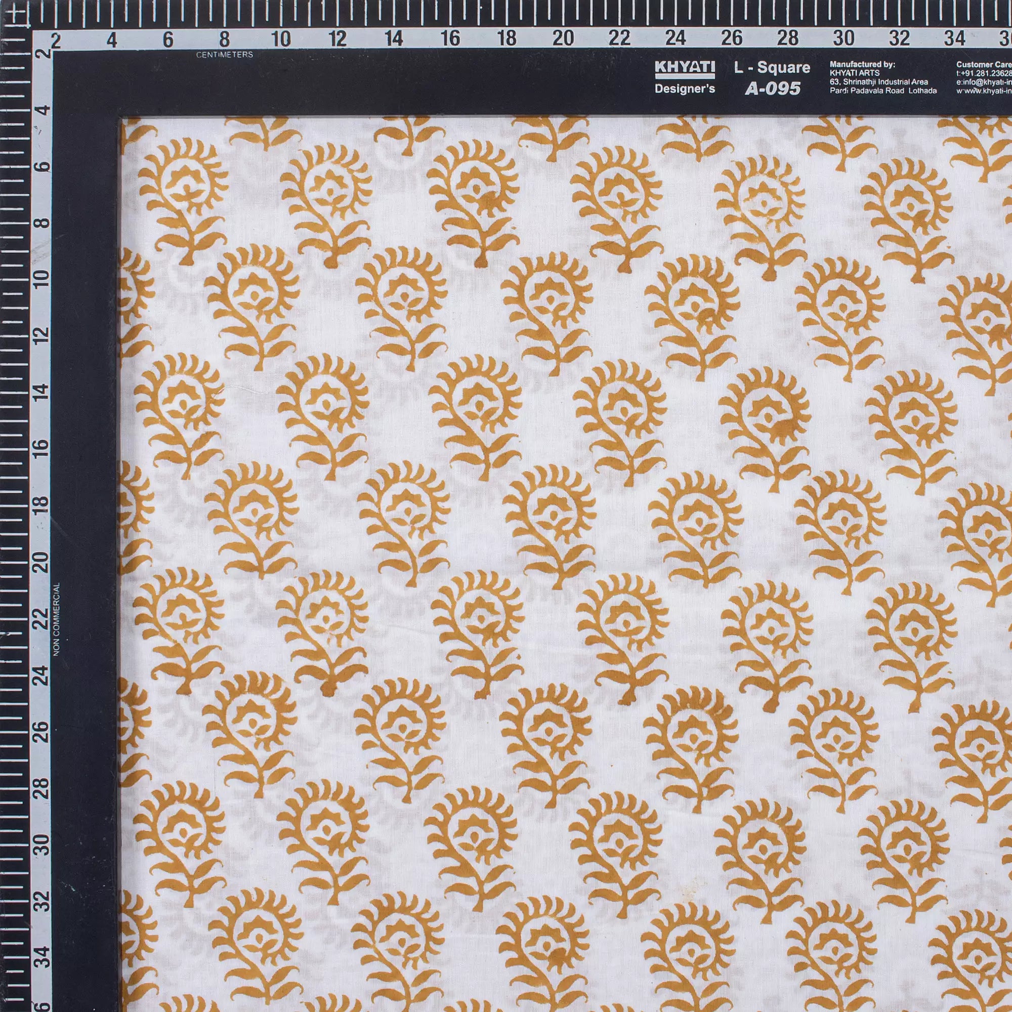 Brown Floral Pure Cotton Hand Block Print Fabric