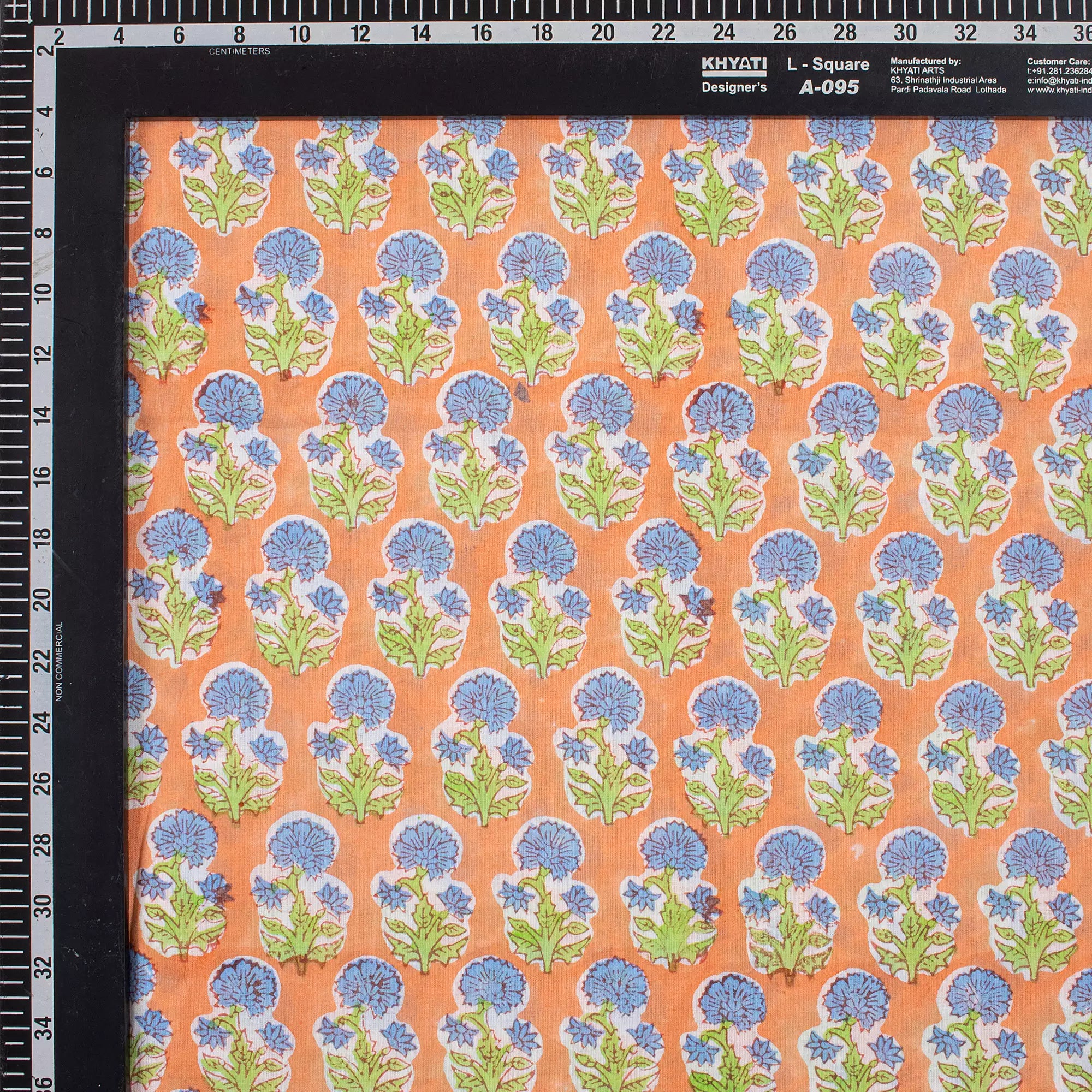Indian Blue Floral Cotton Hand Block Print Fabric