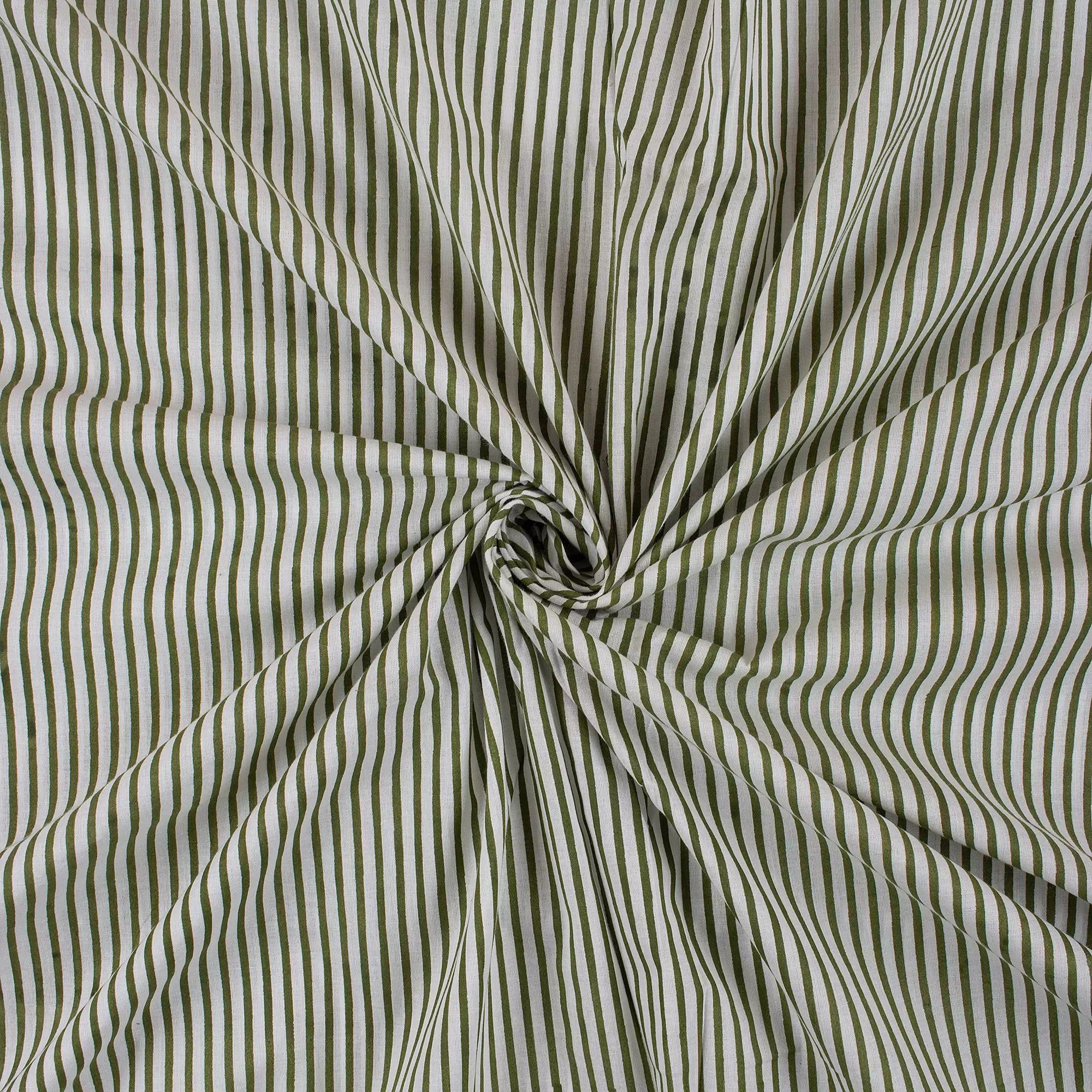 Green Stripe Hand Block Print Fabric Online