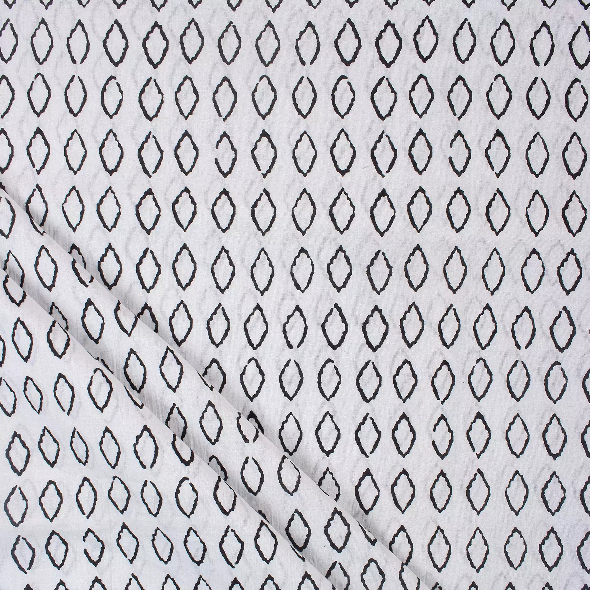 Geometric White Hand Block Print Fabric