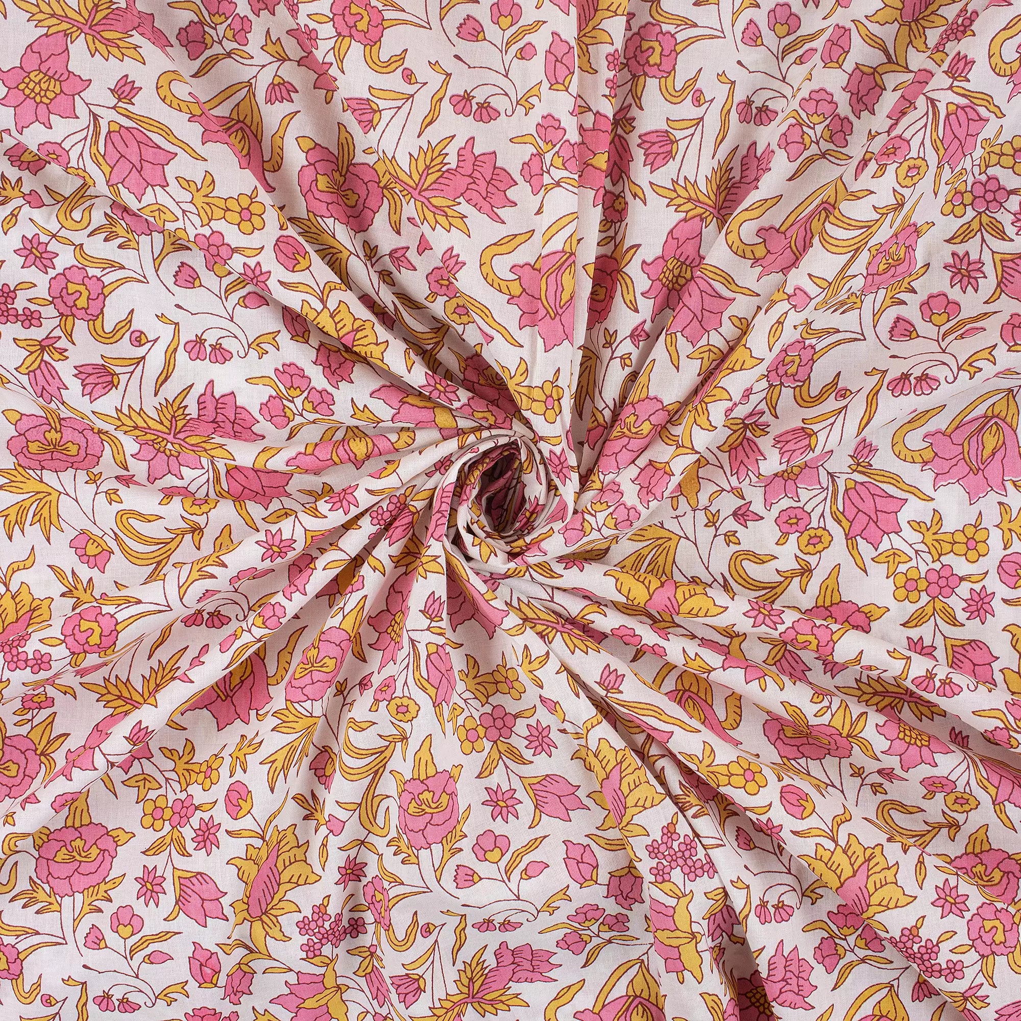 Indian Floral Hand Block Printed Fabric Online