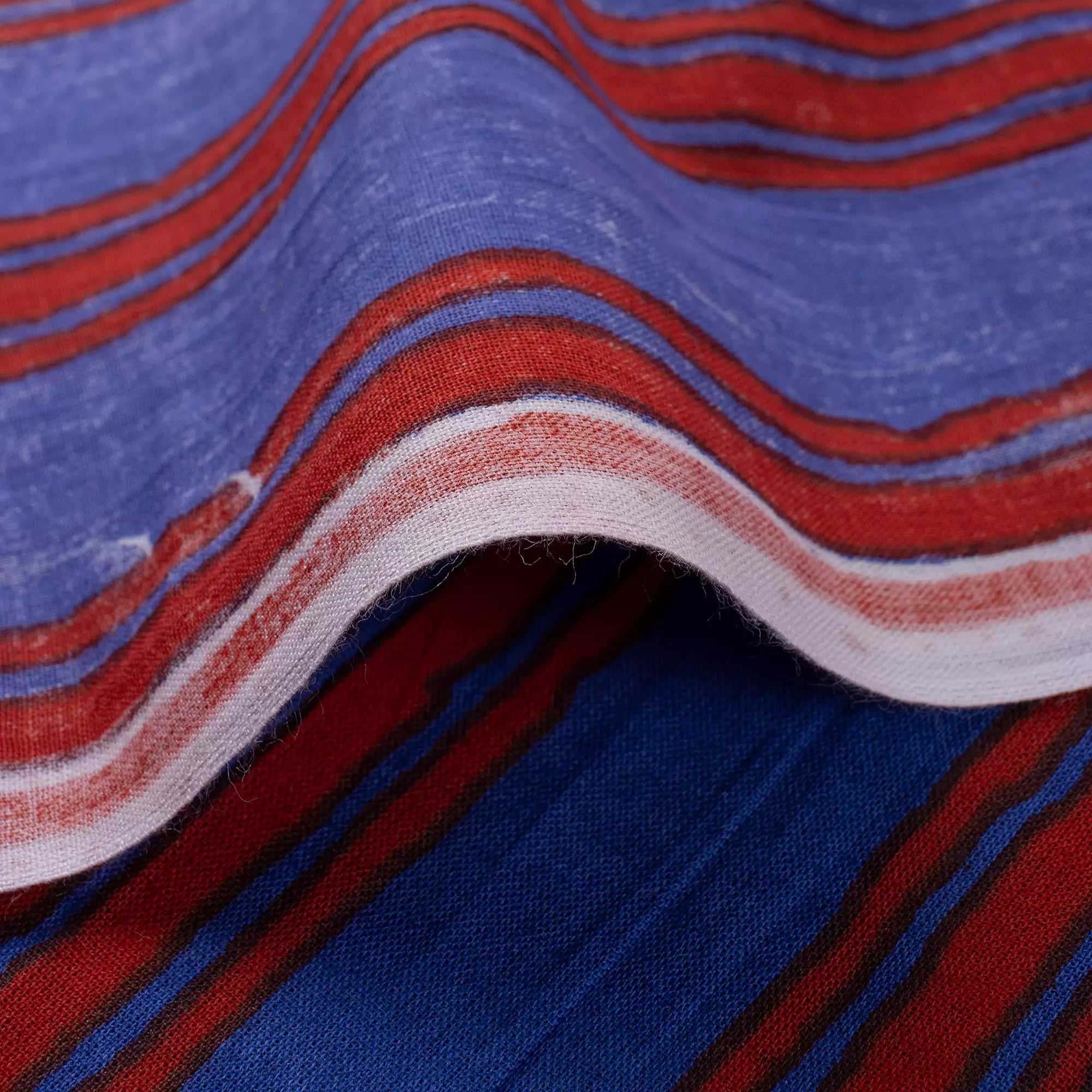 Decorative Red Stripe Hand Block Printed Fabric