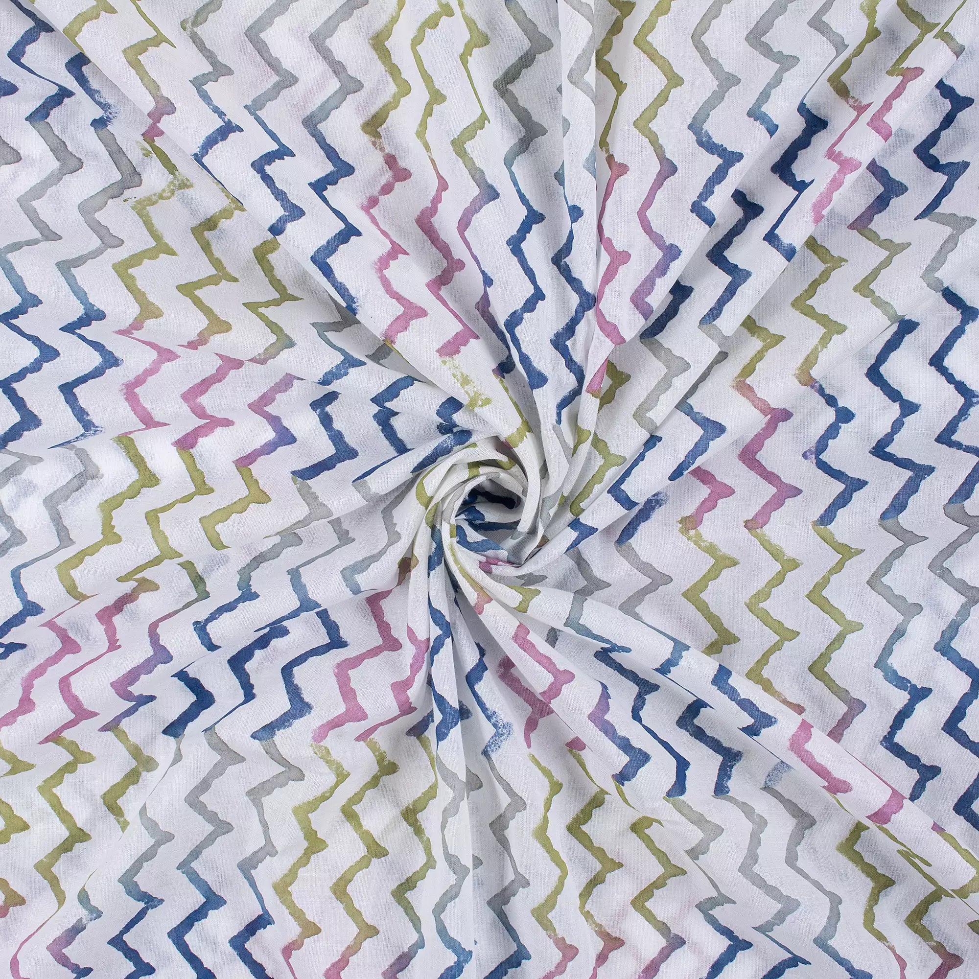 Online Zig Zag Hand Block Printed Fabric
