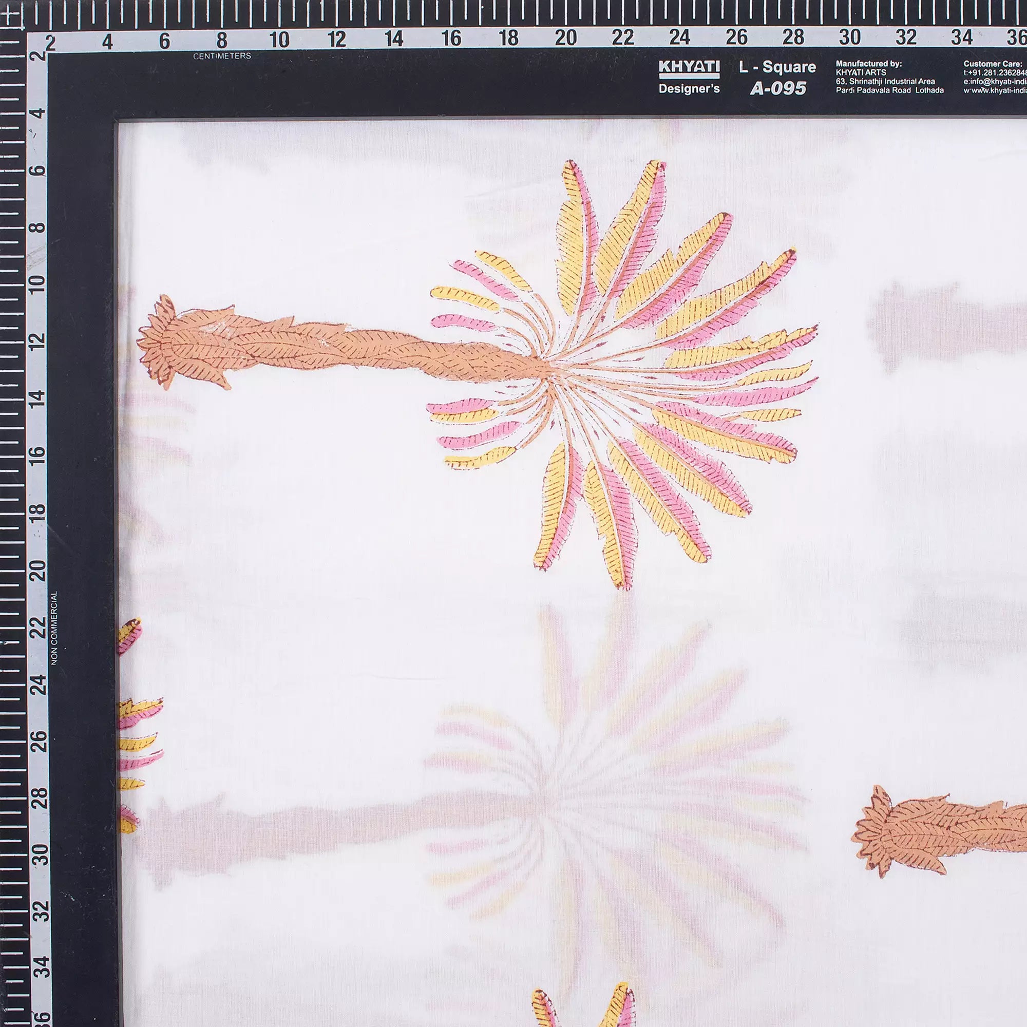 Brown Palm Hand Block Printed Fabric