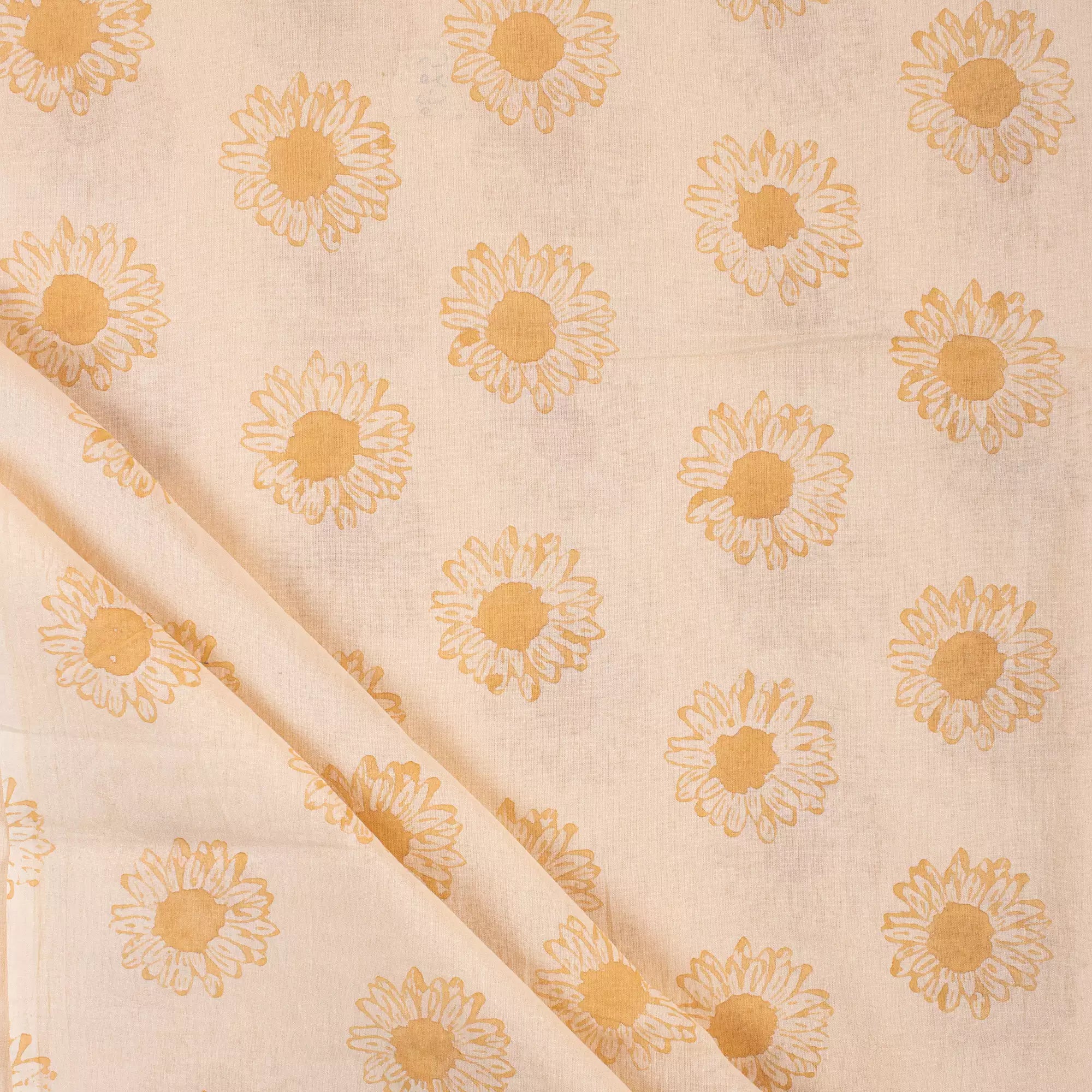 Sunflower Cotton Hand Block Printed Fabric Online