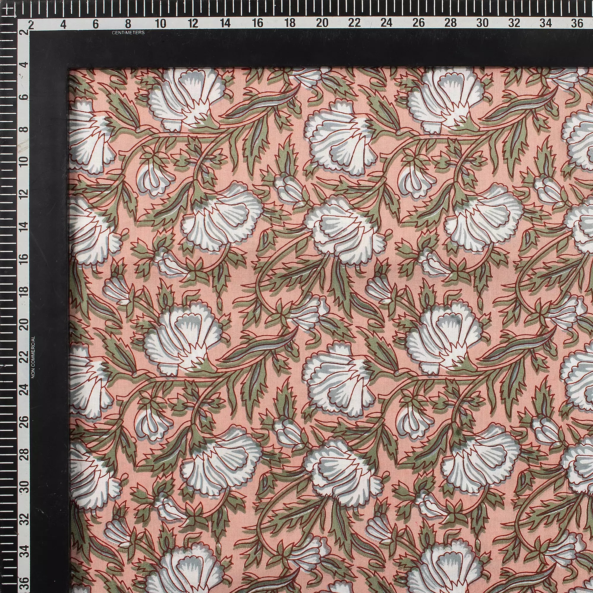 Brown Floral Hand Block Printed Textile Fabric Online