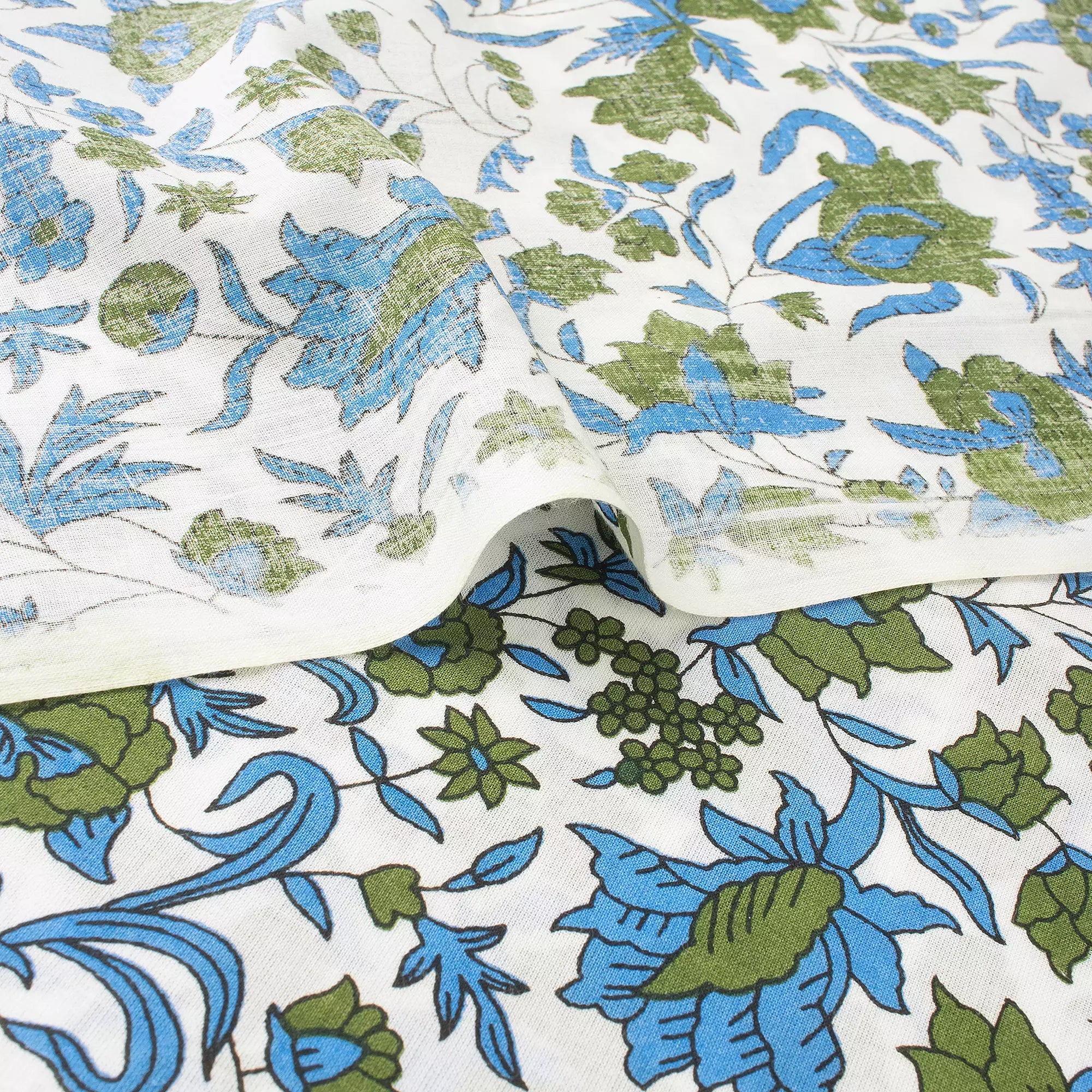 Organic Cotton Multicolor Hand Block Printed Fabric