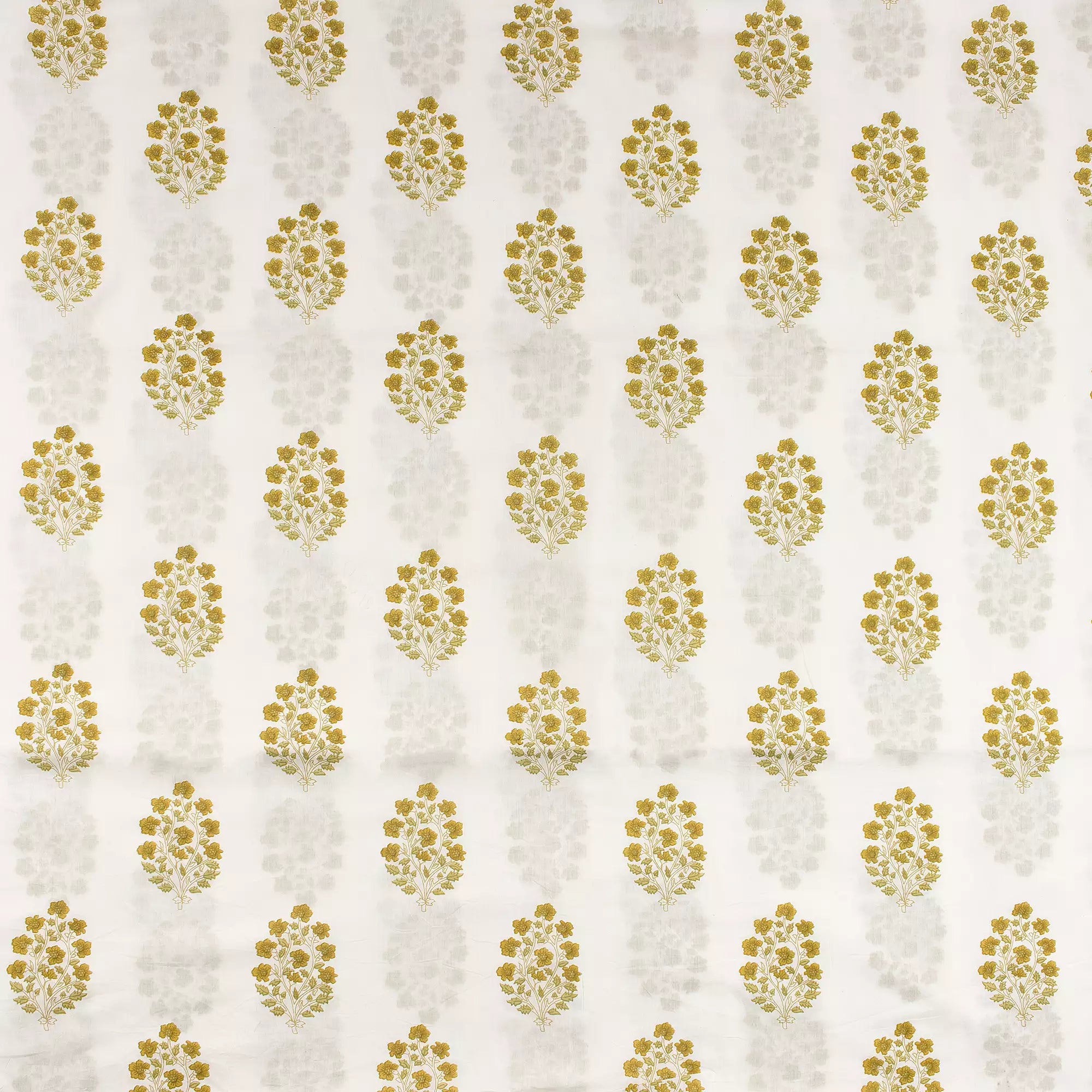 Golden Floral Handmade Printed Cotton Fabric Online