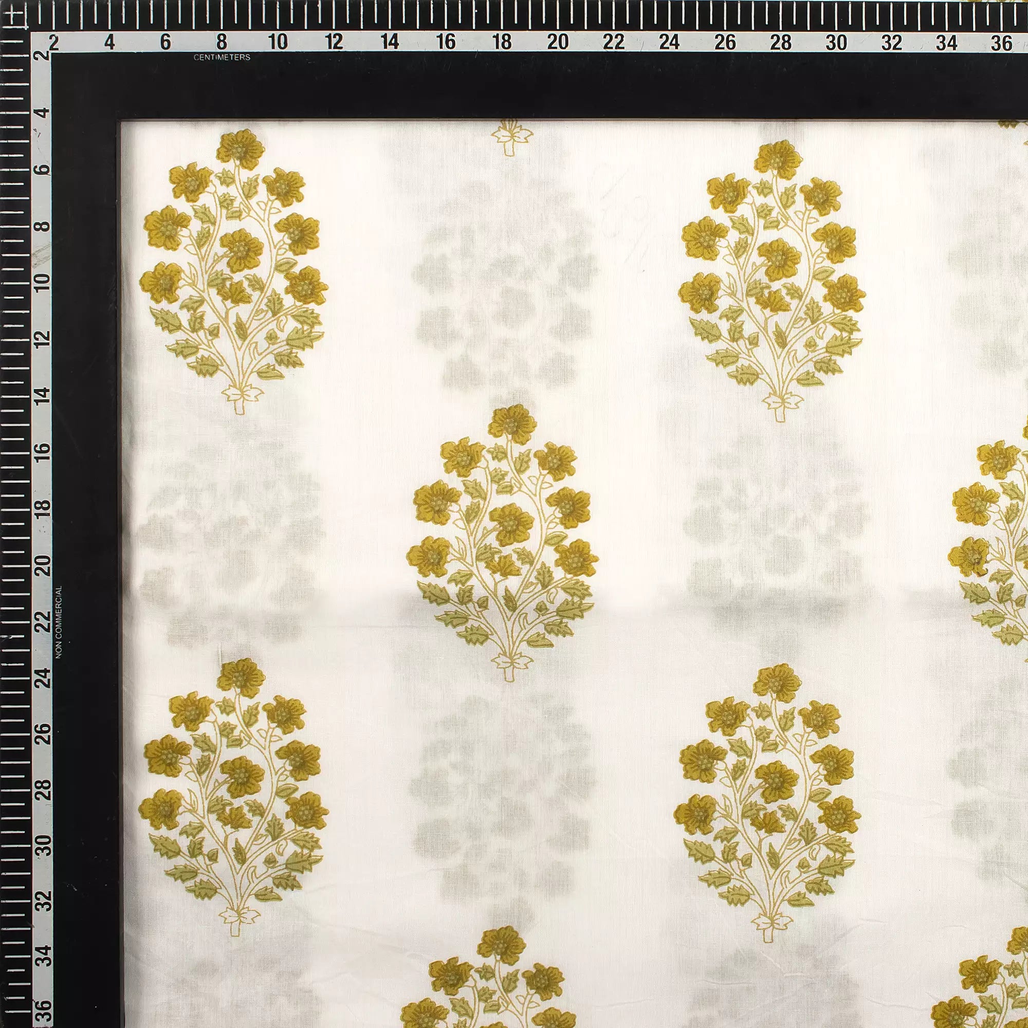 Golden Floral Handmade Printed Cotton Fabric Online