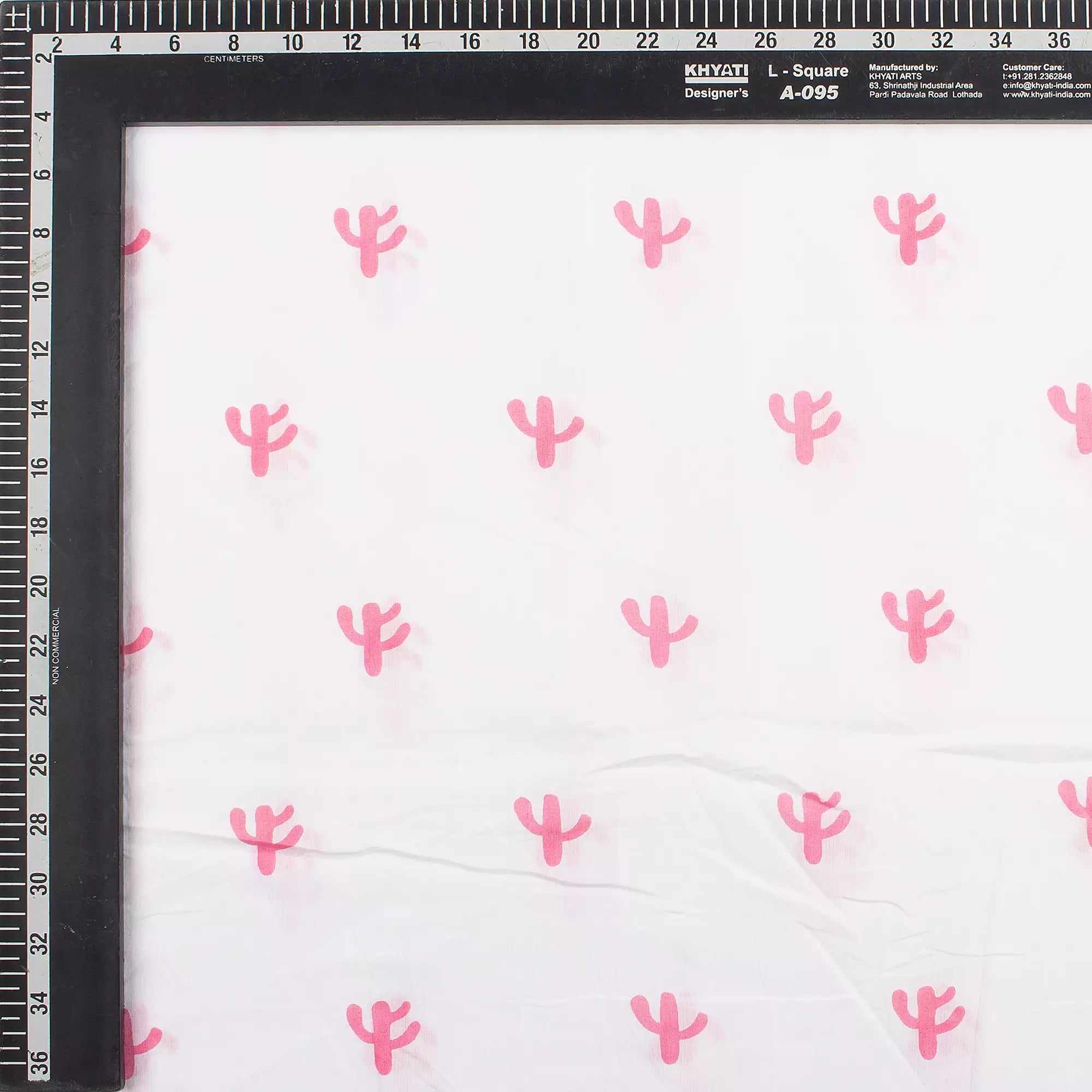 Pink Cactus Block Printed Indian Fabric Online