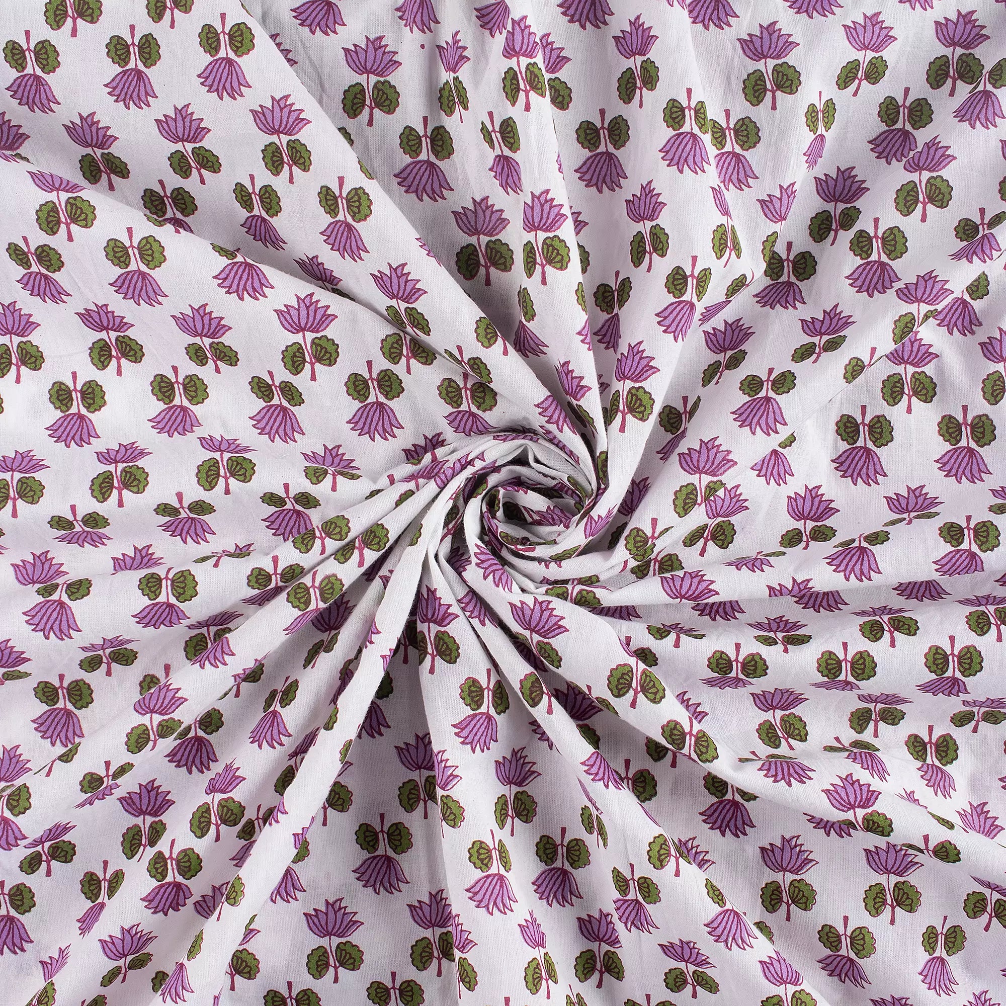 Pink Lotus Hand Block Printed Fabric India Online