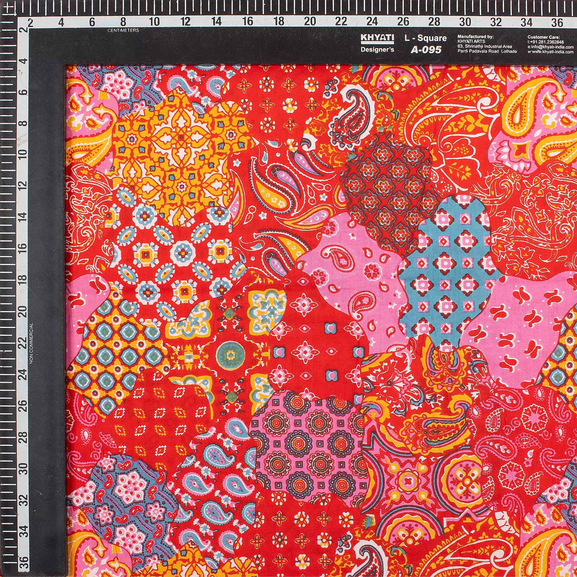 Orange Patchwork Hand Block Printed Fabric Online
