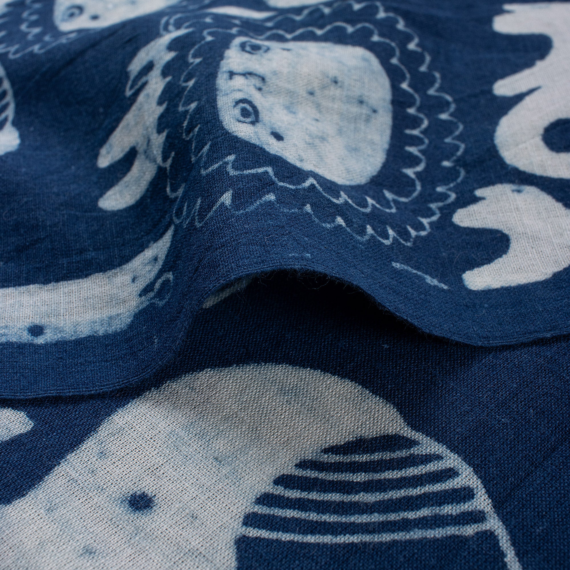 Animal Cotton Indigo Hand Block Printed Fabric