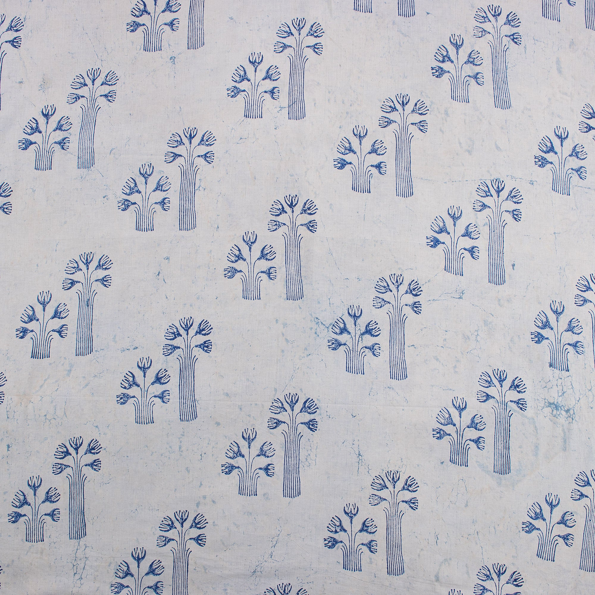 Tree Hand Block Print Indigo Fabric