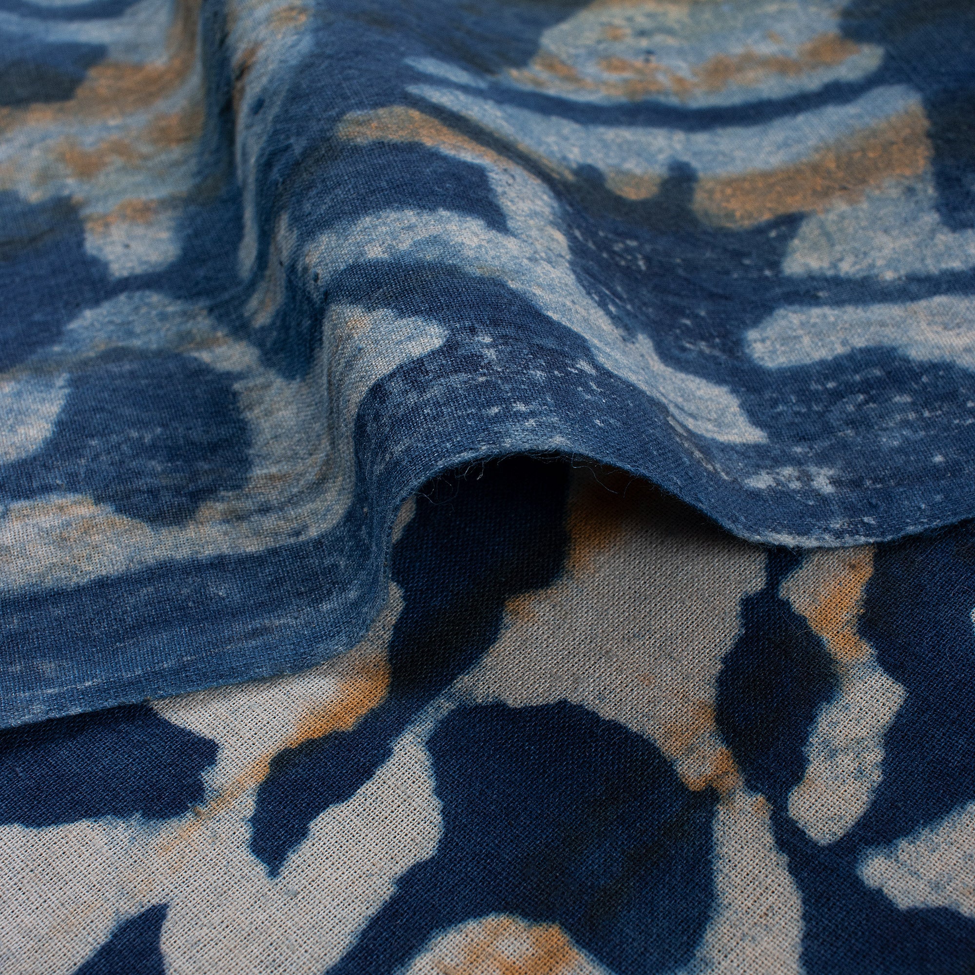 Leaf Hand Block Printed Organic Indigo Fabric Online