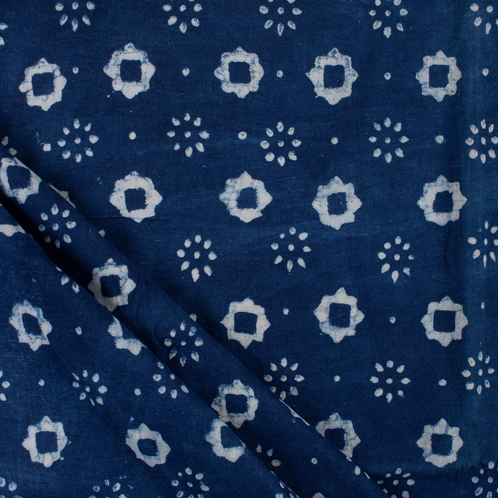Floral Indigo Blue Hand Block Print Fabric