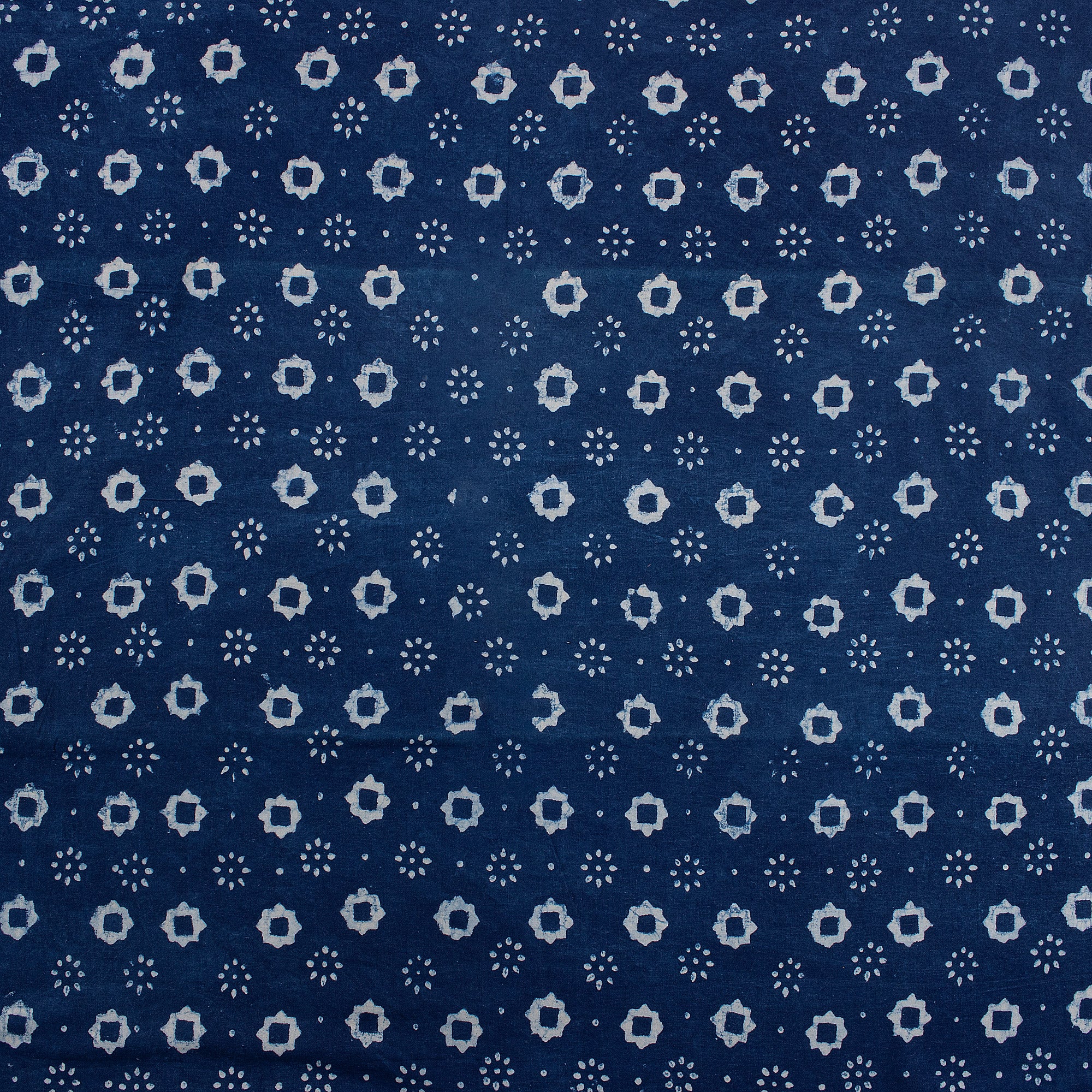 Floral Indigo Blue Hand Block Print Fabric