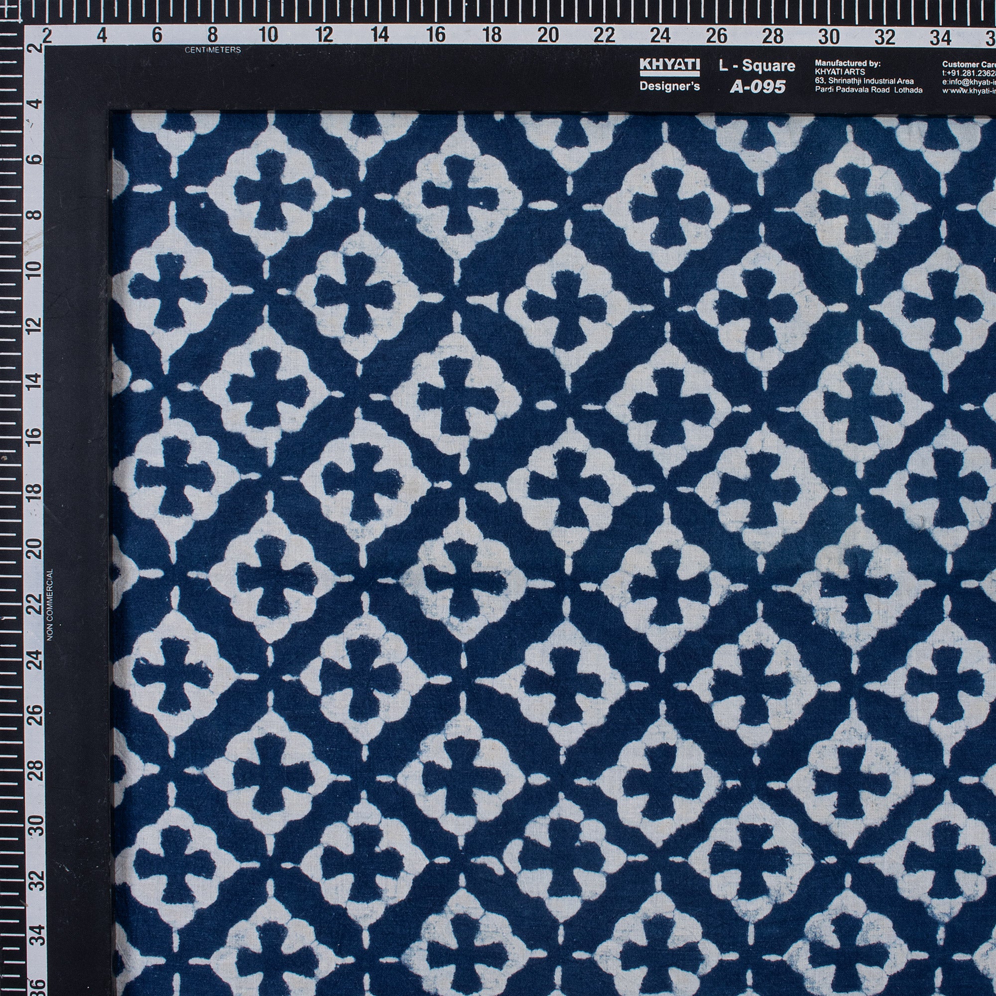 Handmade Blue Floral Printed Indigo Fabric Online in India