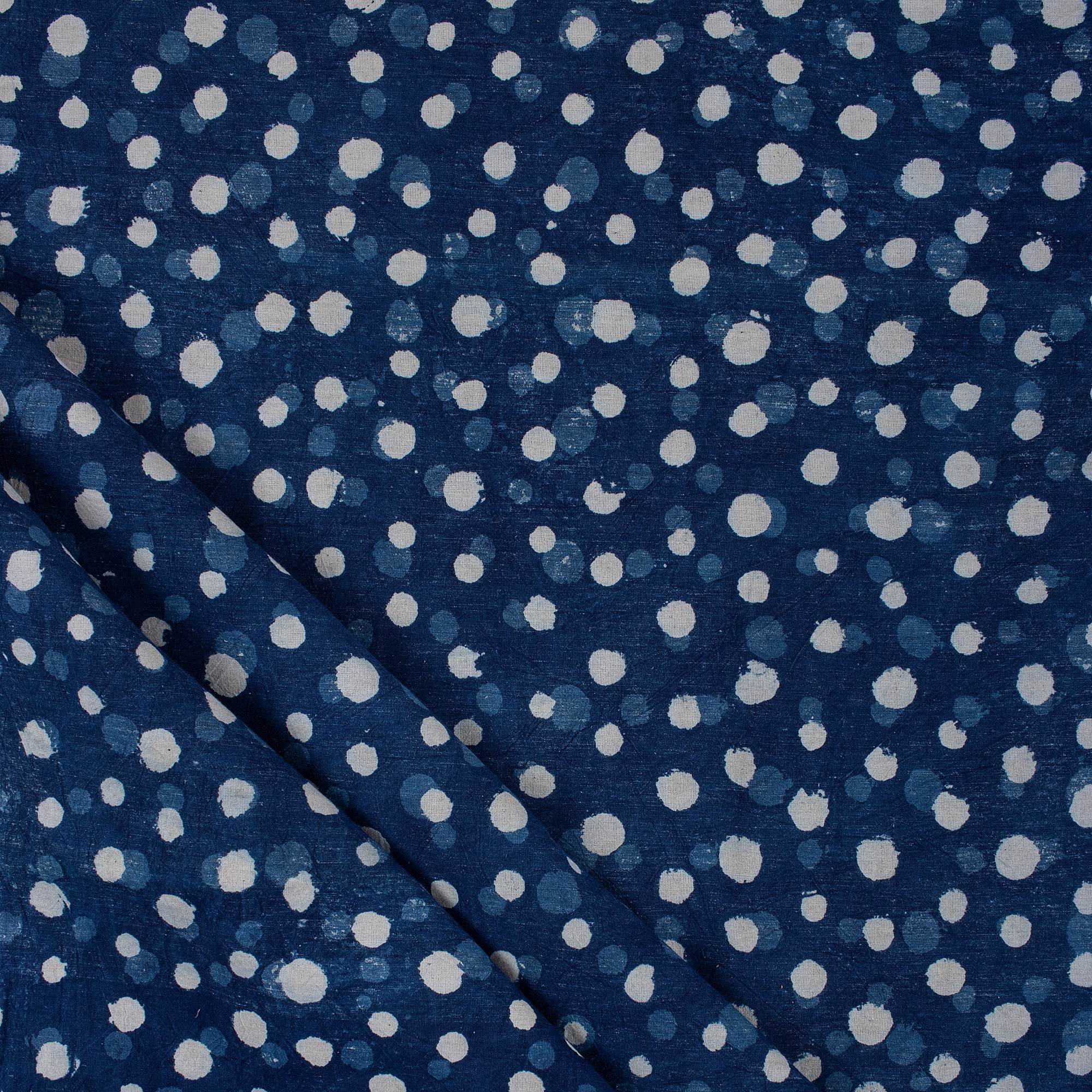 Polka Dots Soft Cotton Indigo Blue Fabric