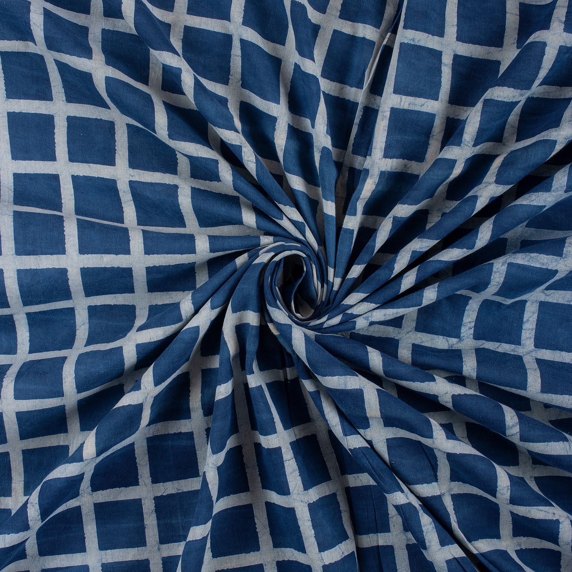 Check Hand Block Printed Organic Cotton Fabric