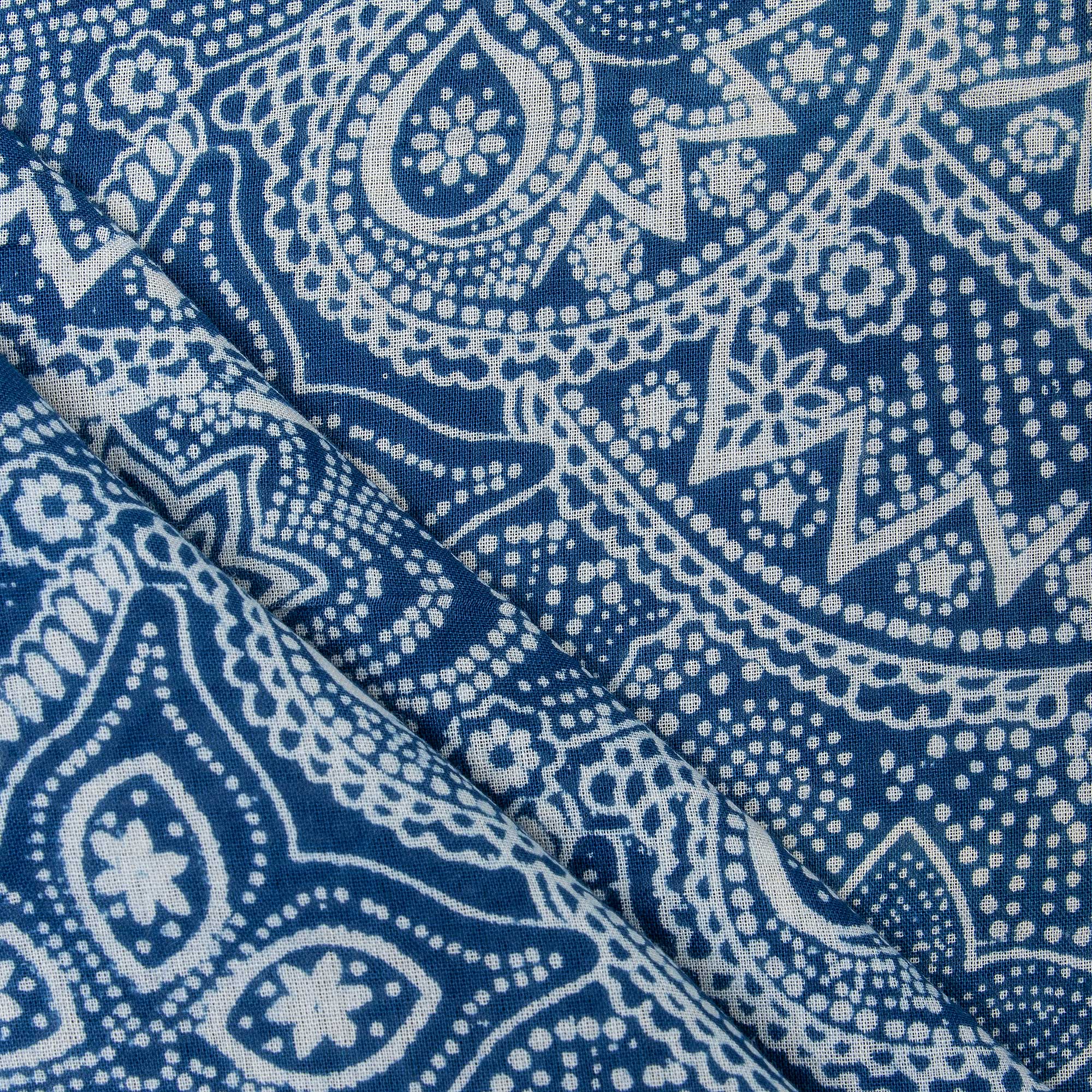 Traditional Abstract Pure Cotton Indigo Fabric