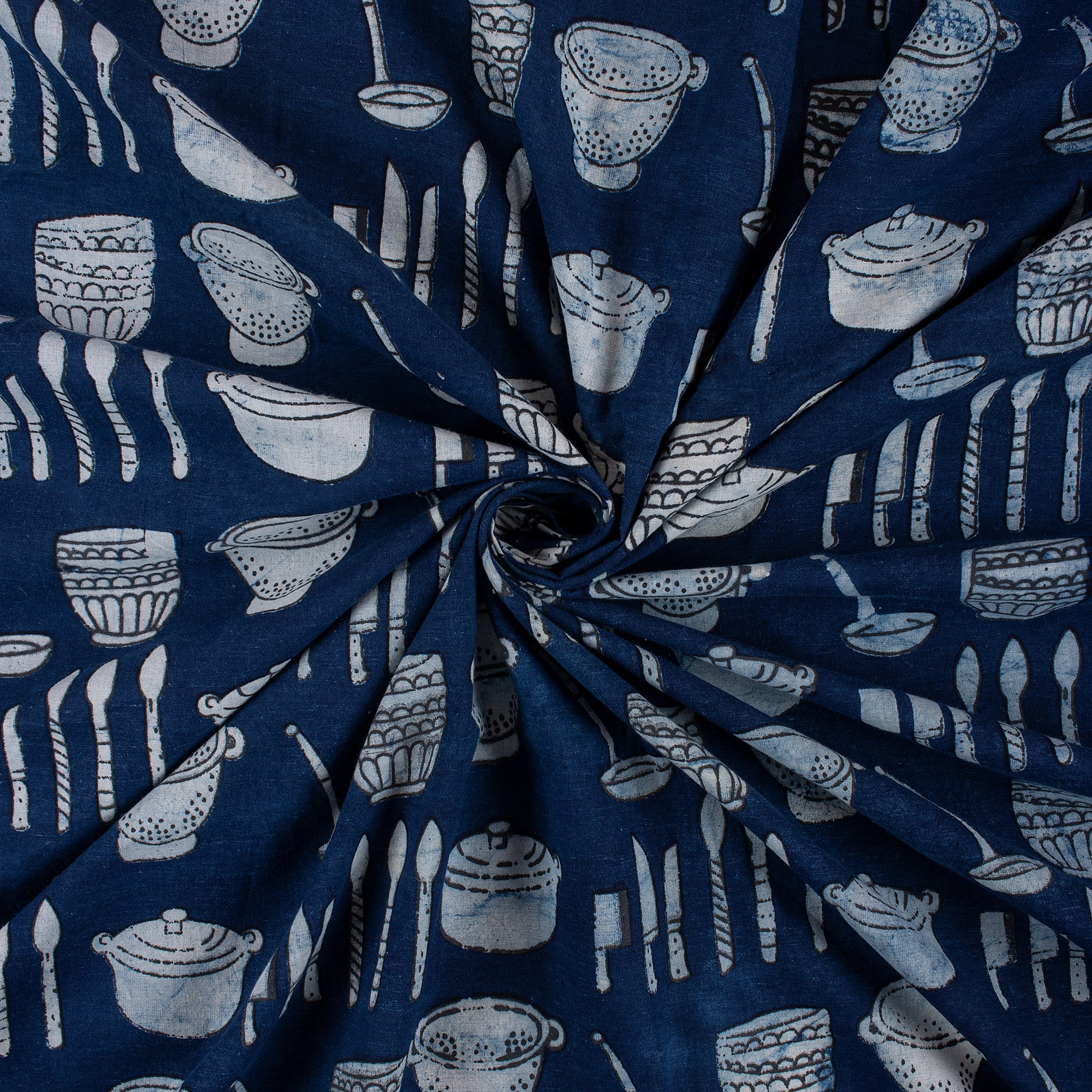 Indigo Block Printed Fabric for Kurti Online in India