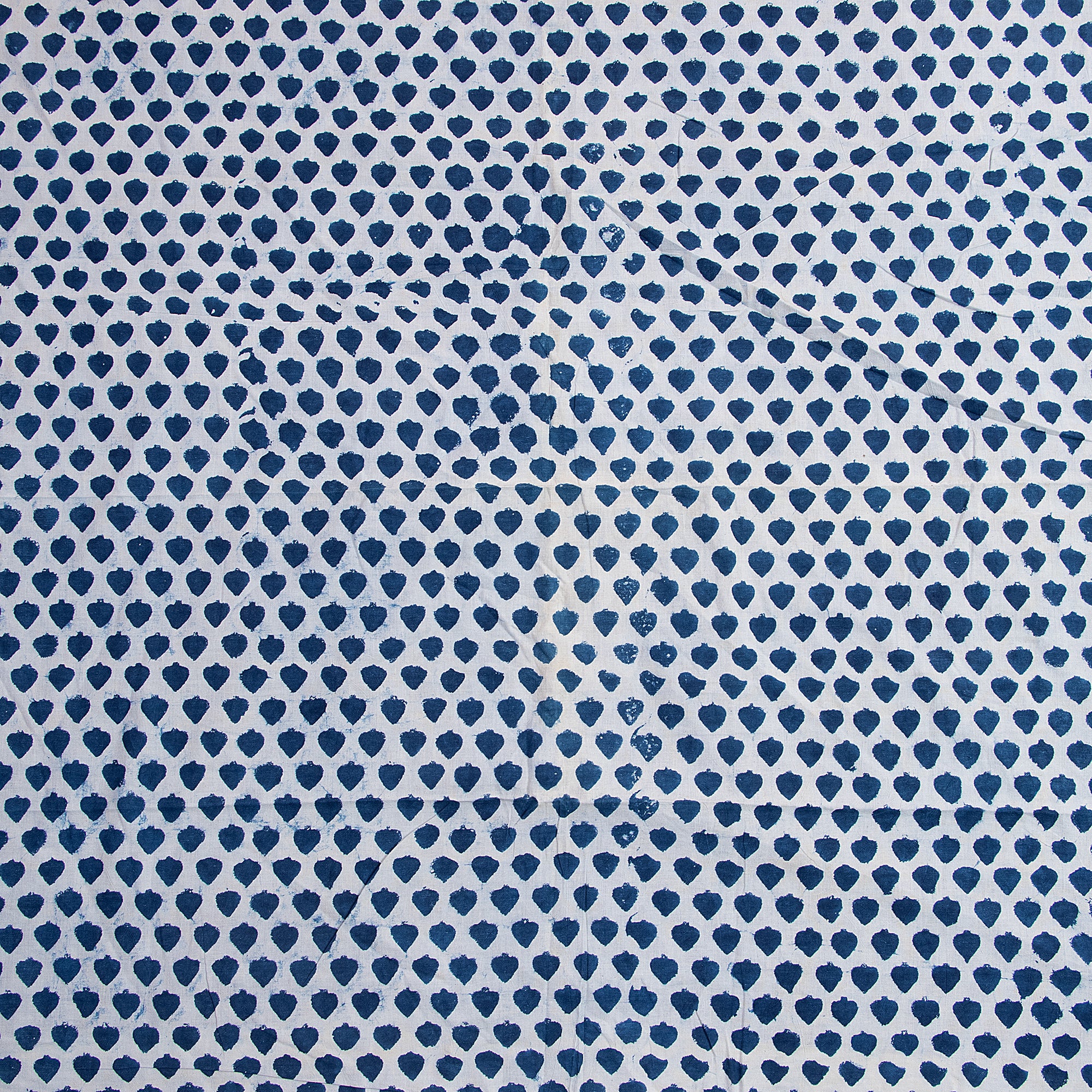 Fruit Print Indian Handcrafted Indigo Blue Pure Cotton Running Fabric Cloth