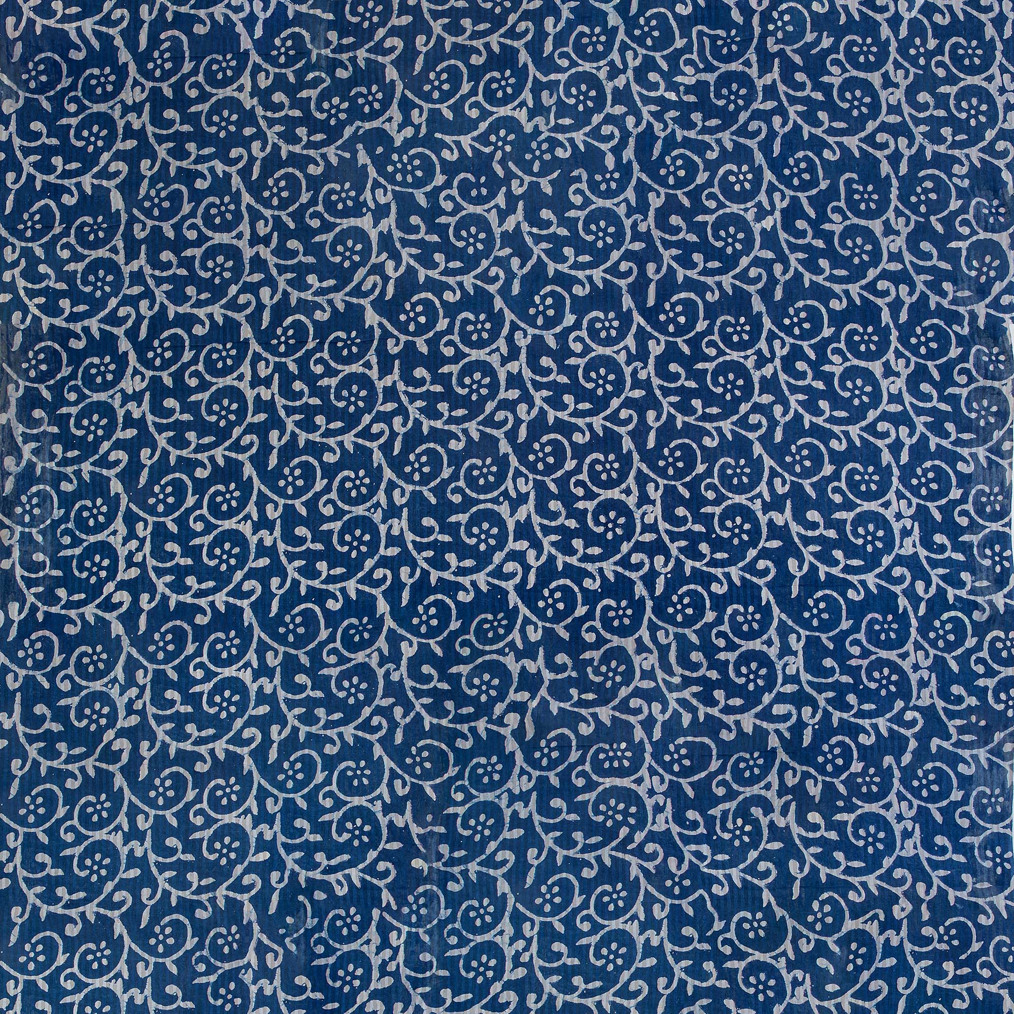 Indigo Blue Hand Block Pure Cotton Indian Floral Fabric