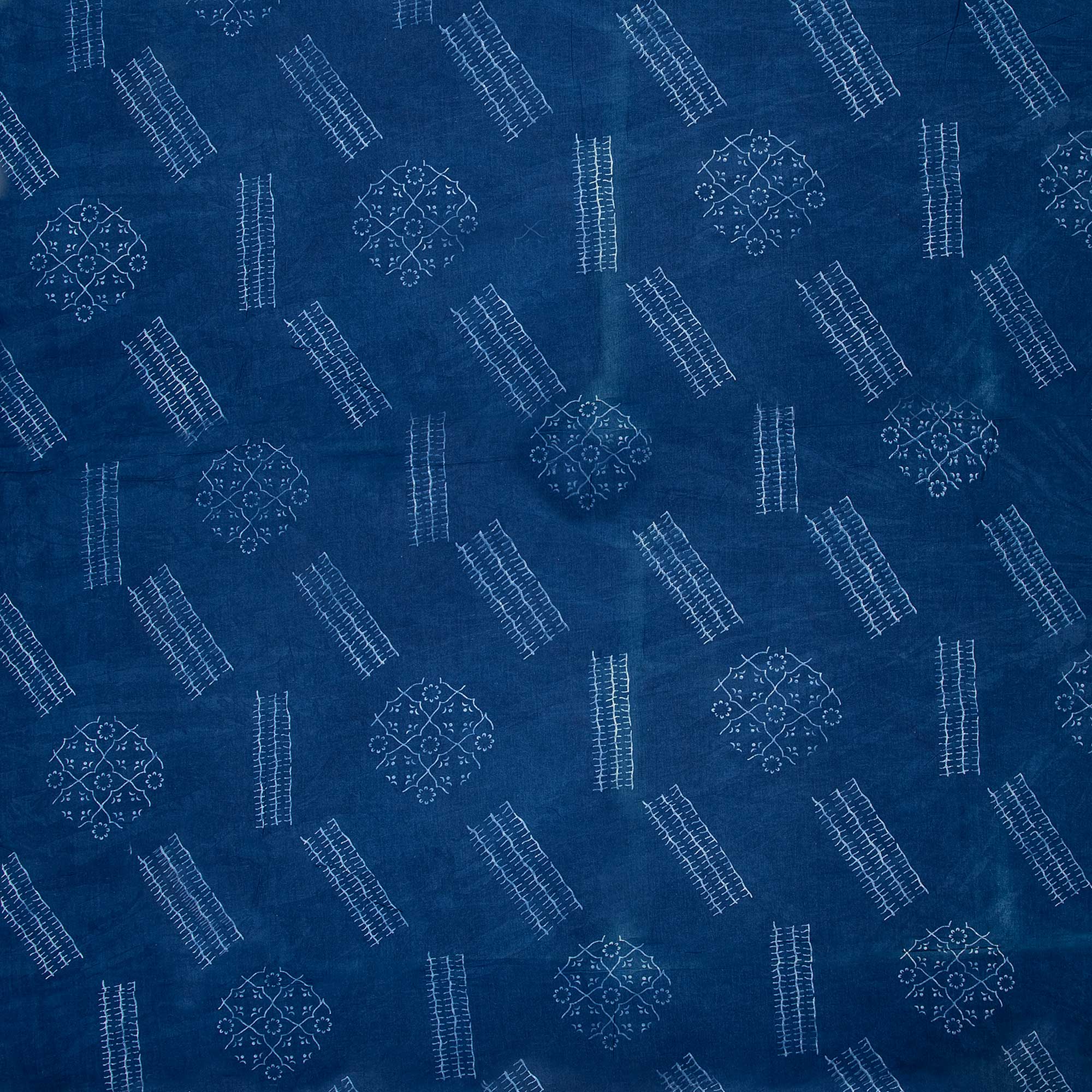 Abstract Indigo Block Print Fabric