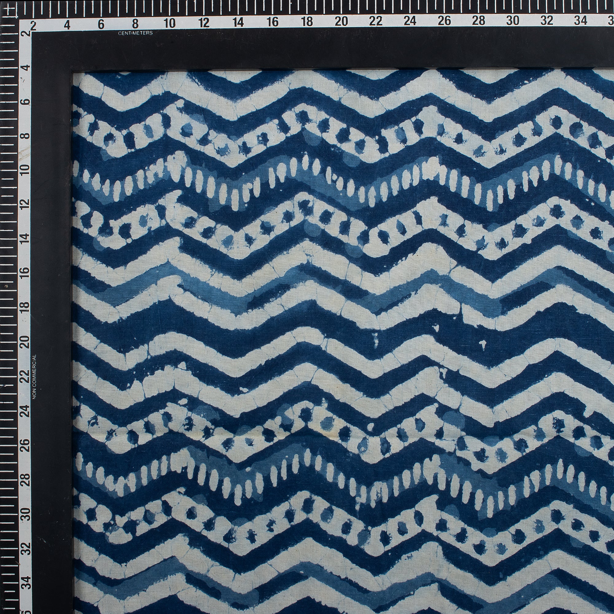 Zig Zag Indigo Blue Hand Block Printed Textile Fabric