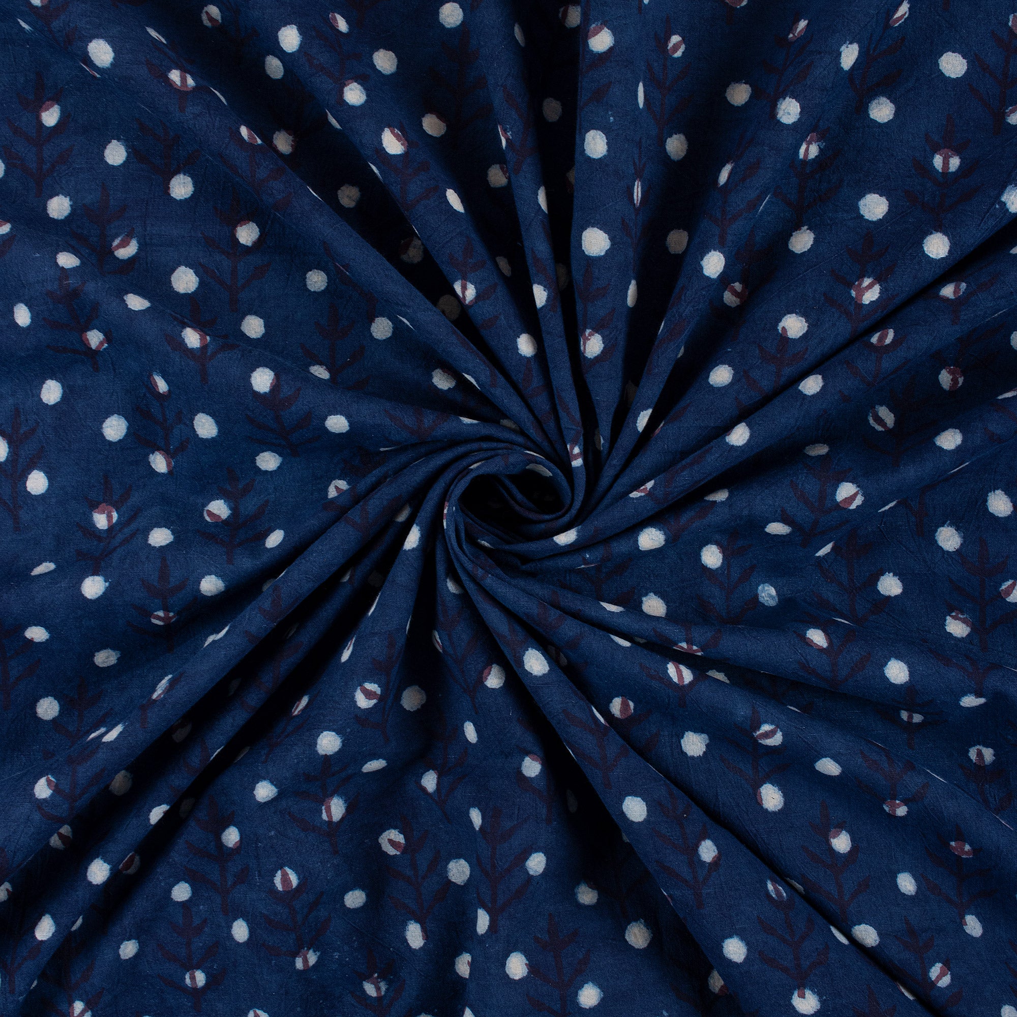 Traditional Indigo Blue Cotton Fabric