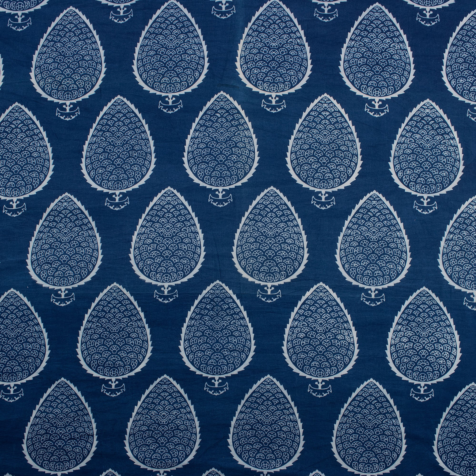 Leaf Hand Block Printed Indigo Fabric Online
