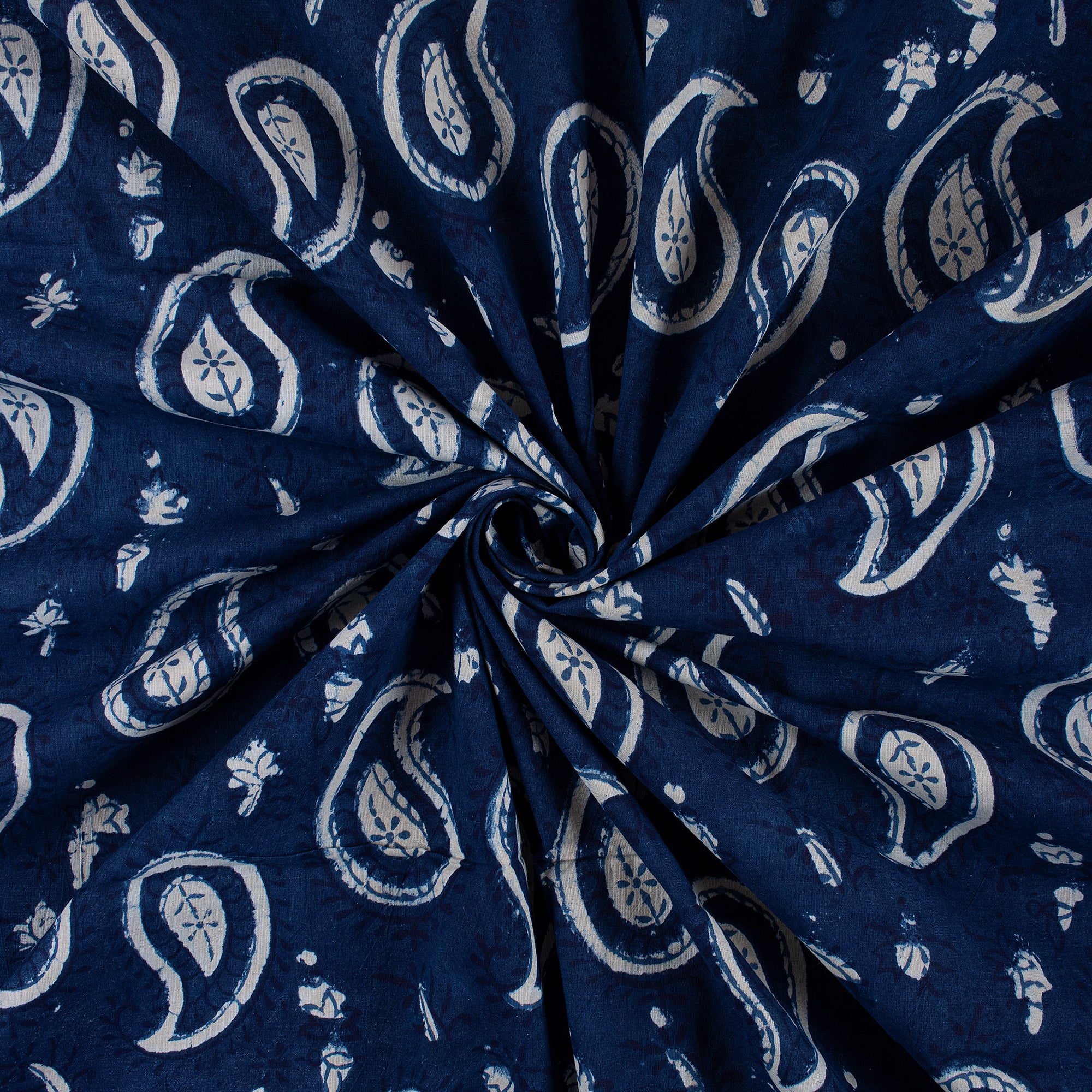 Hand Block Printed Paisley Cotton Fabric