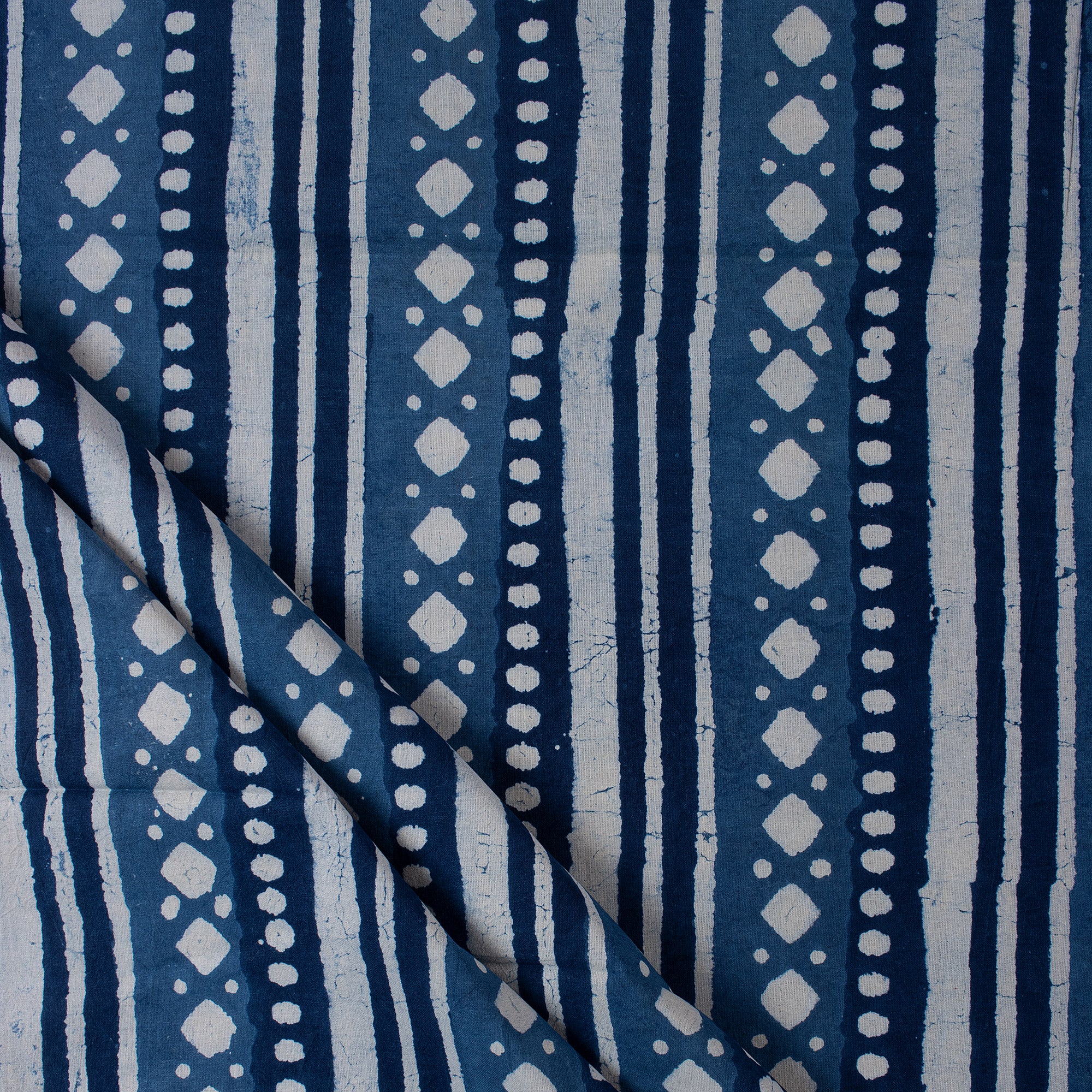 Blue Stripe Printed Indigo Cotton Fabric Online