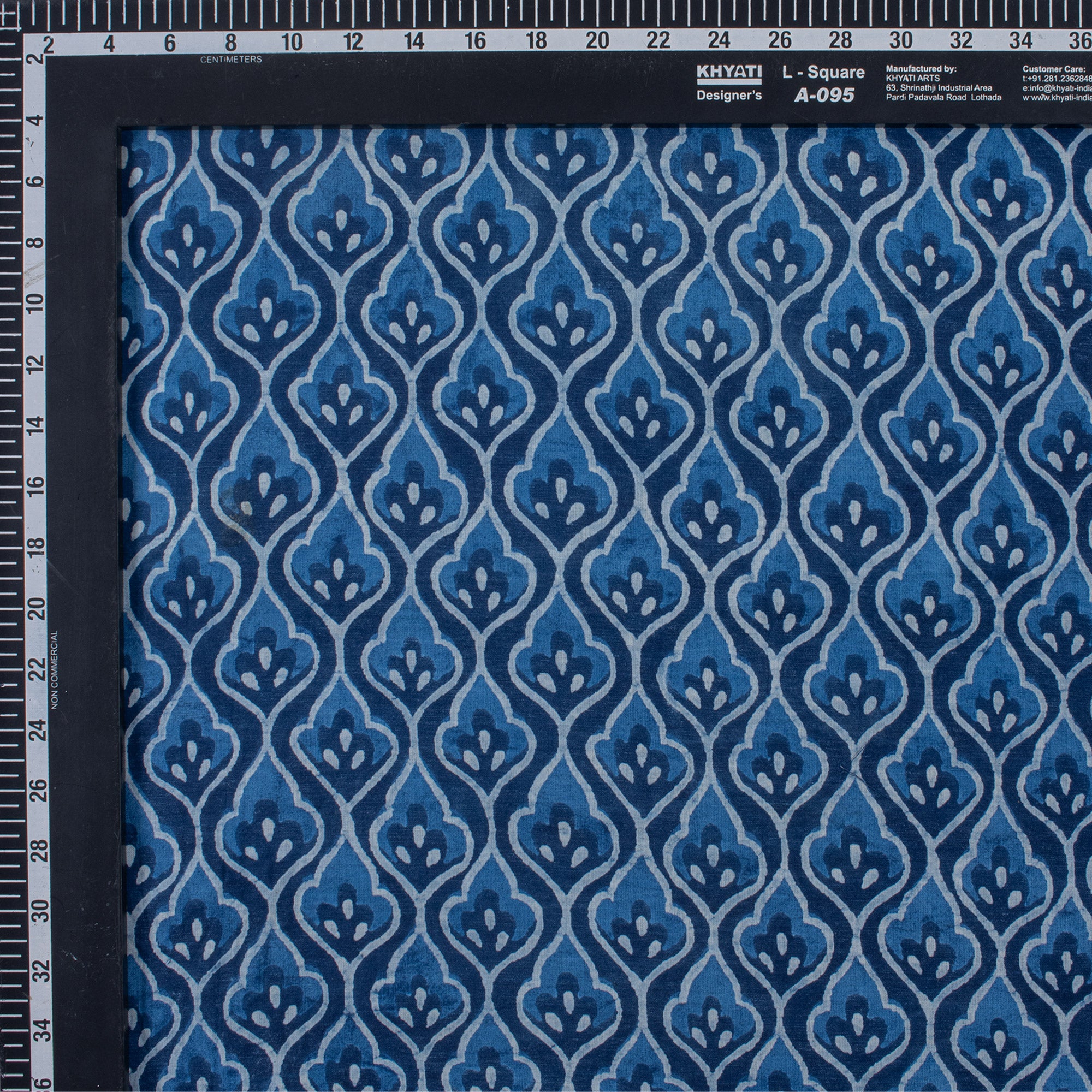 Indigo Blue Leaf Hand Block Printed Fabric