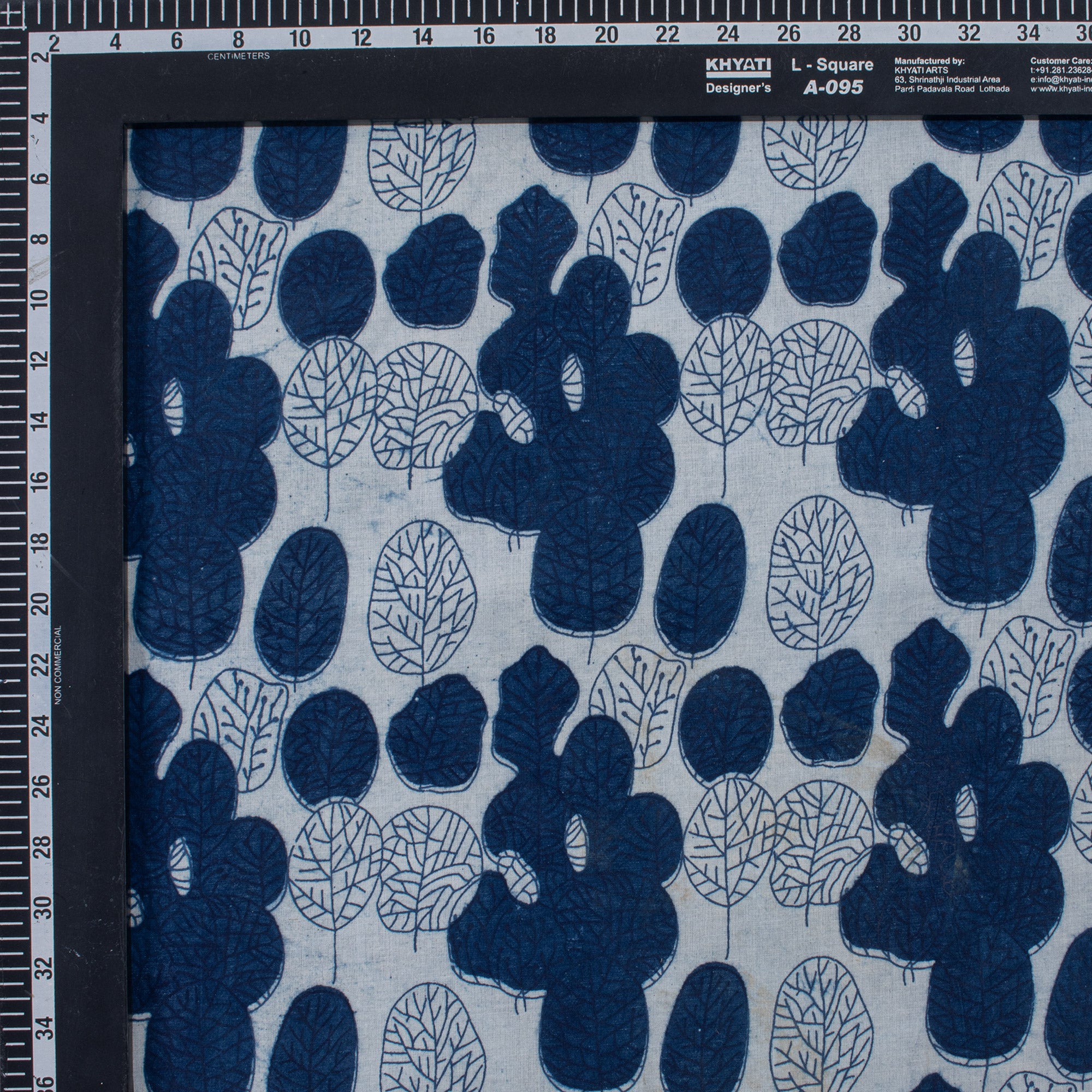 Indigo Blue Block Printed Cotton Fabric by the Yard