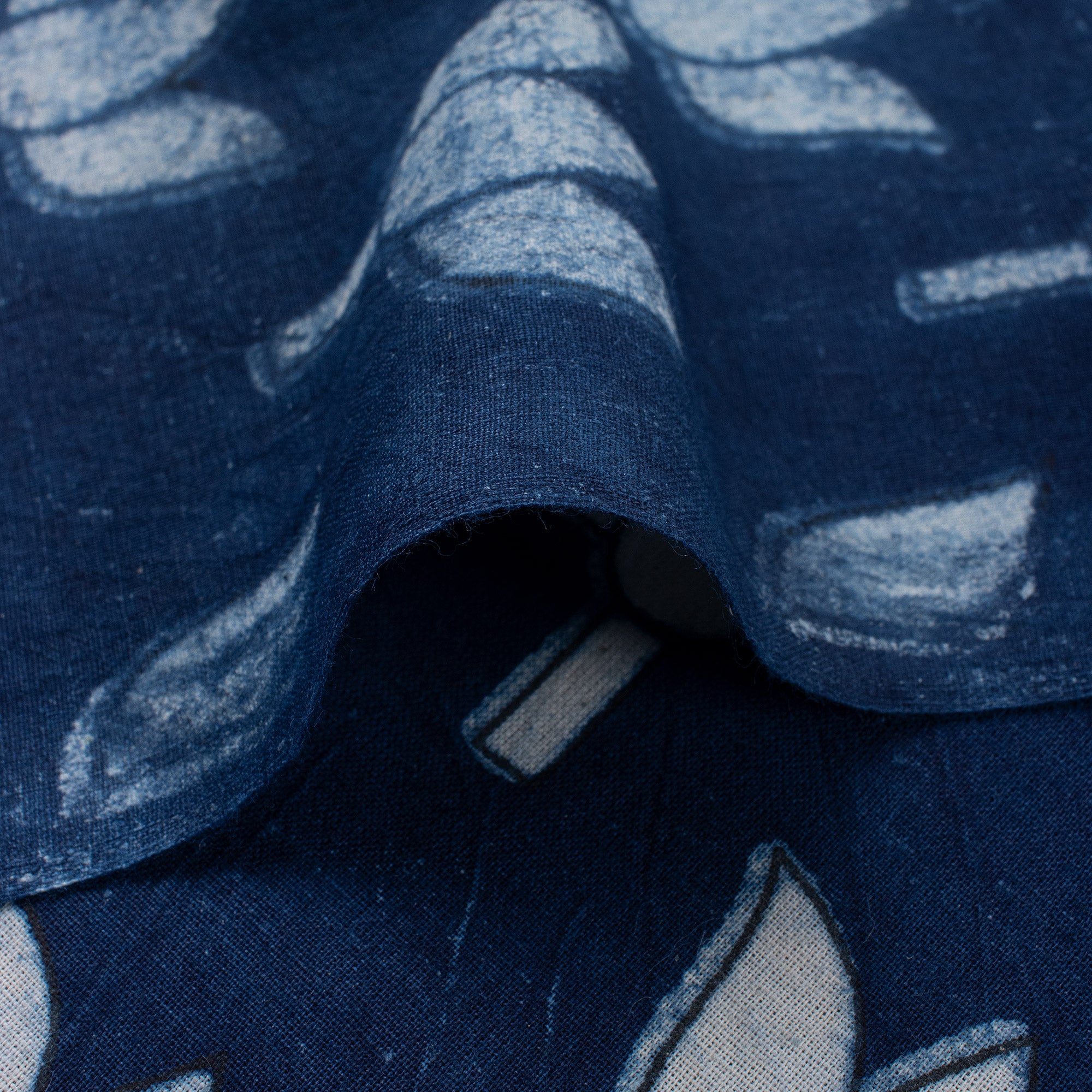 Premium Lotus Flower Hand Block Indigo Print Fabric