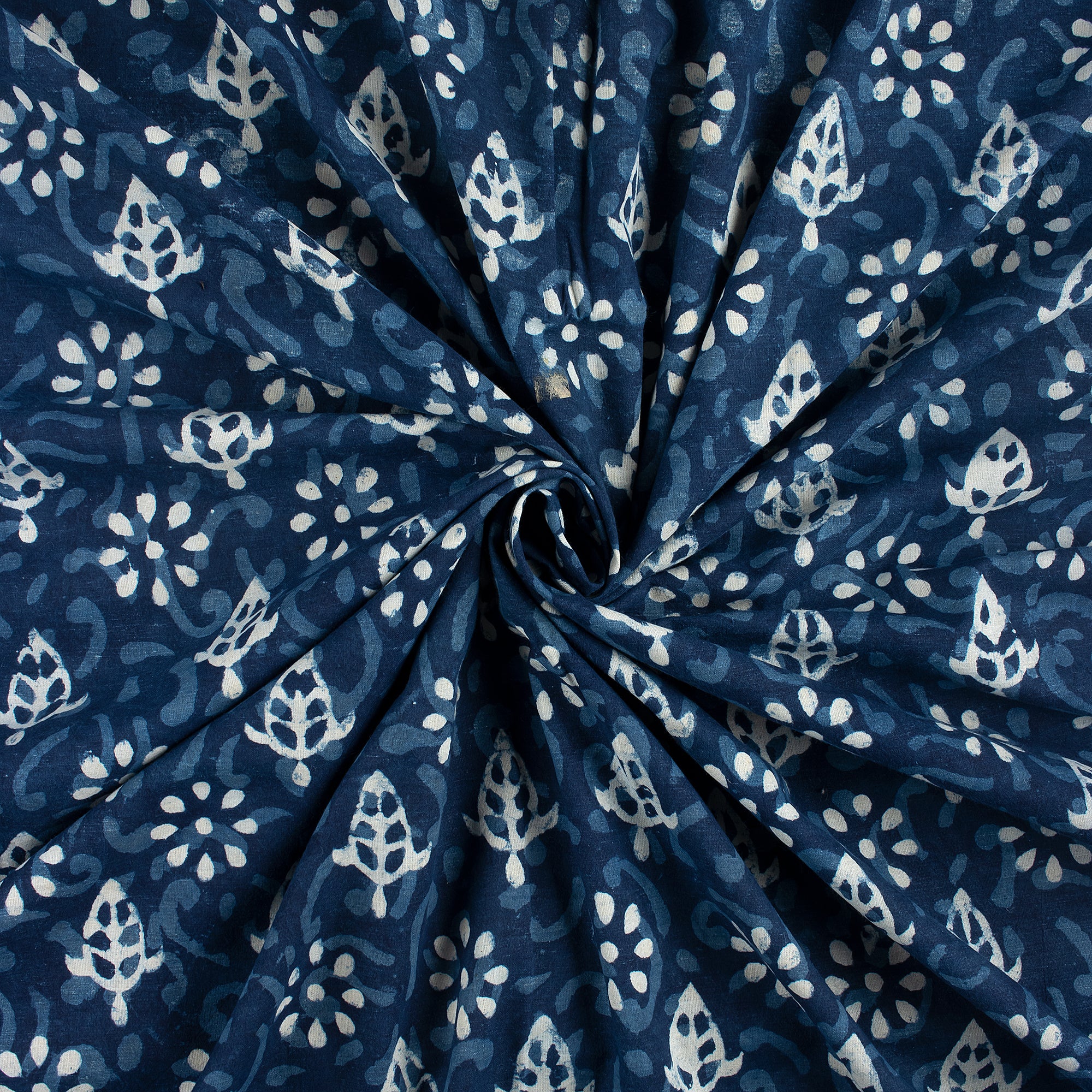 Organic Cotton Indigo Blue Block Print Fabric