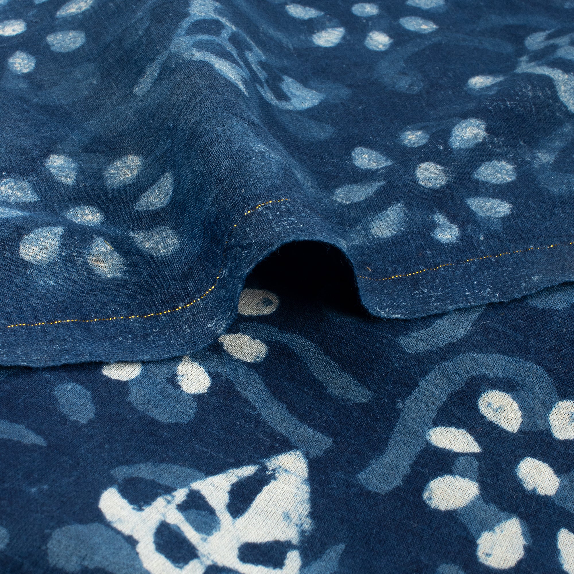 Organic Cotton Indigo Blue Block Print Fabric
